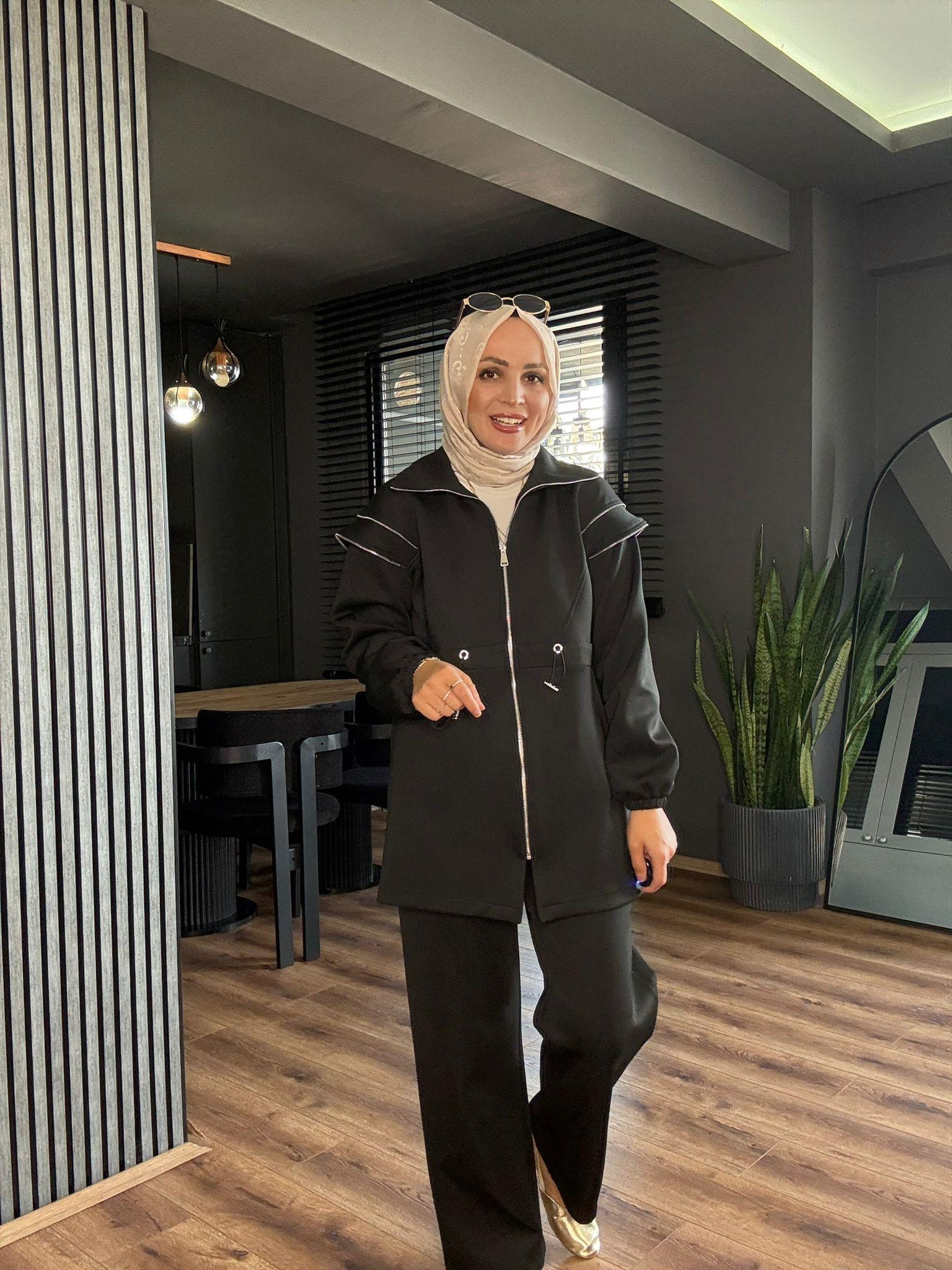 2860 FERMUAR DETAY OYSHO TAKIM  SİYAH 