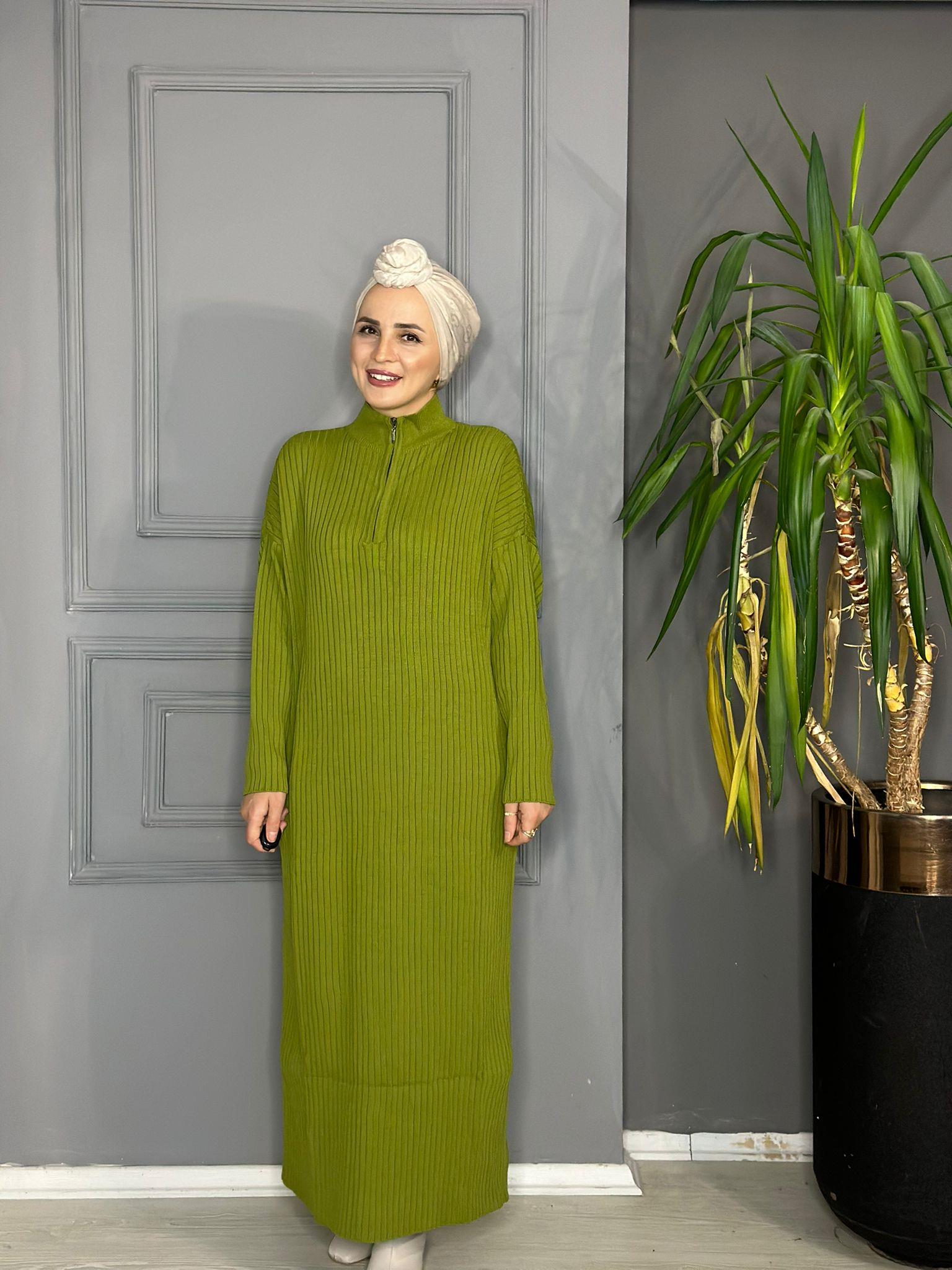 30233 YARI FERMUAR ELBİSE YAĞ YEŞİL