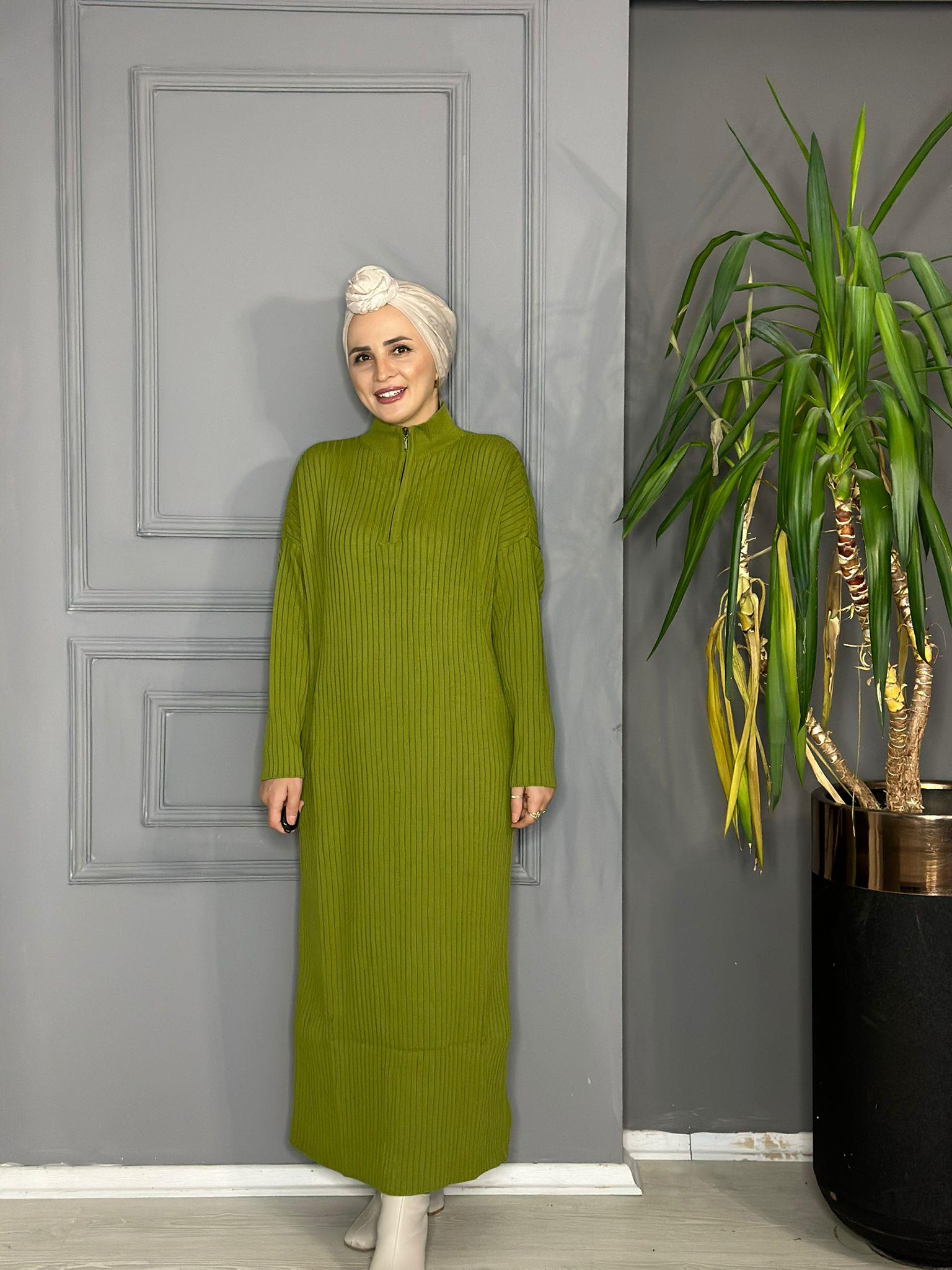 30233 YARI FERMUAR ELBİSE YAĞ YEŞİL