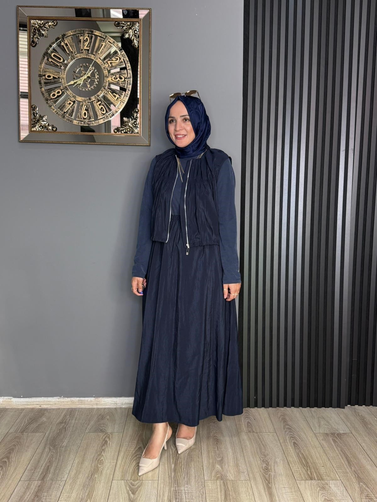 32509 YELEKLİ ELBİSE LACİVERT 