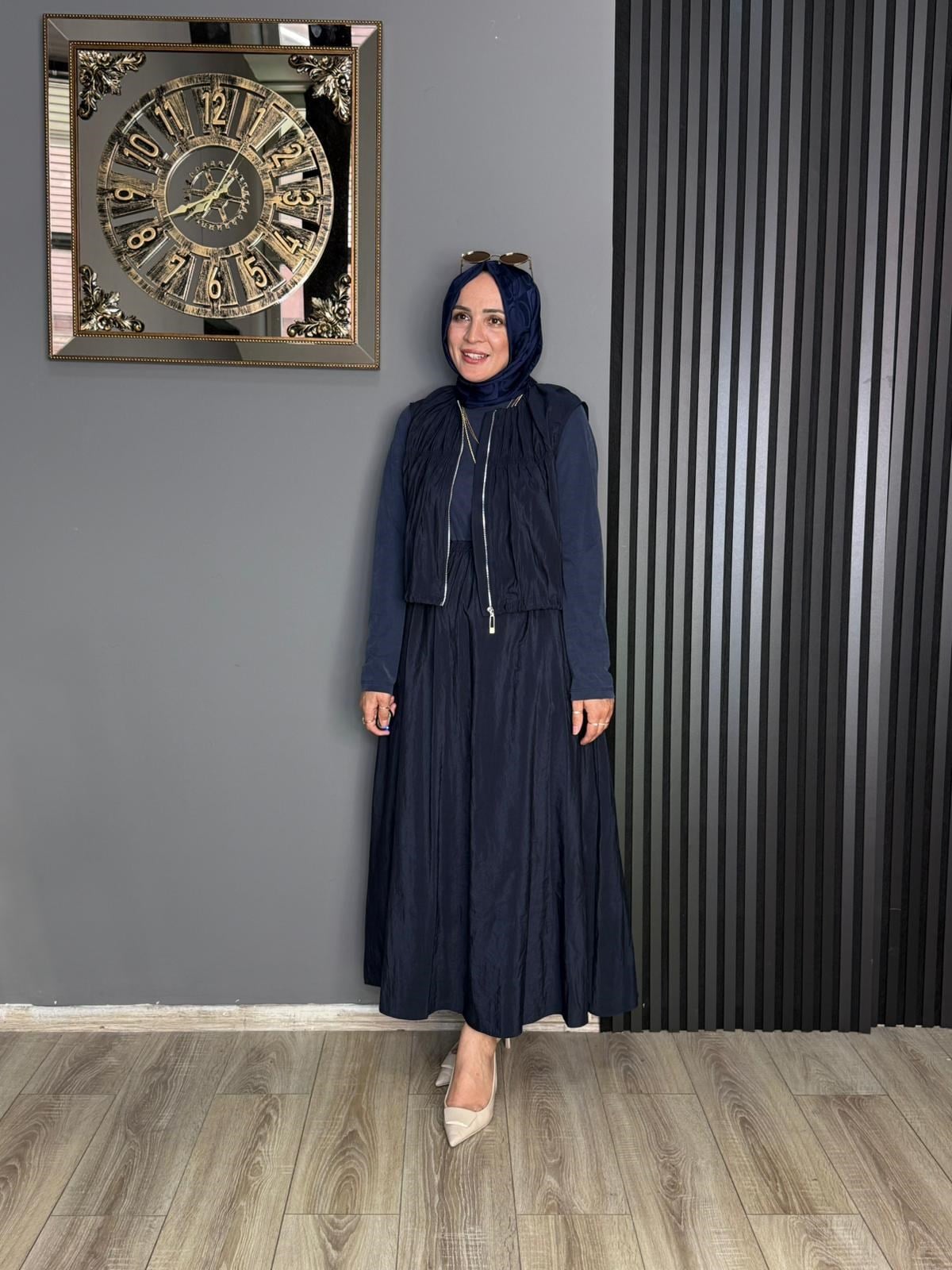 32509 YELEKLİ ELBİSE LACİVERT 