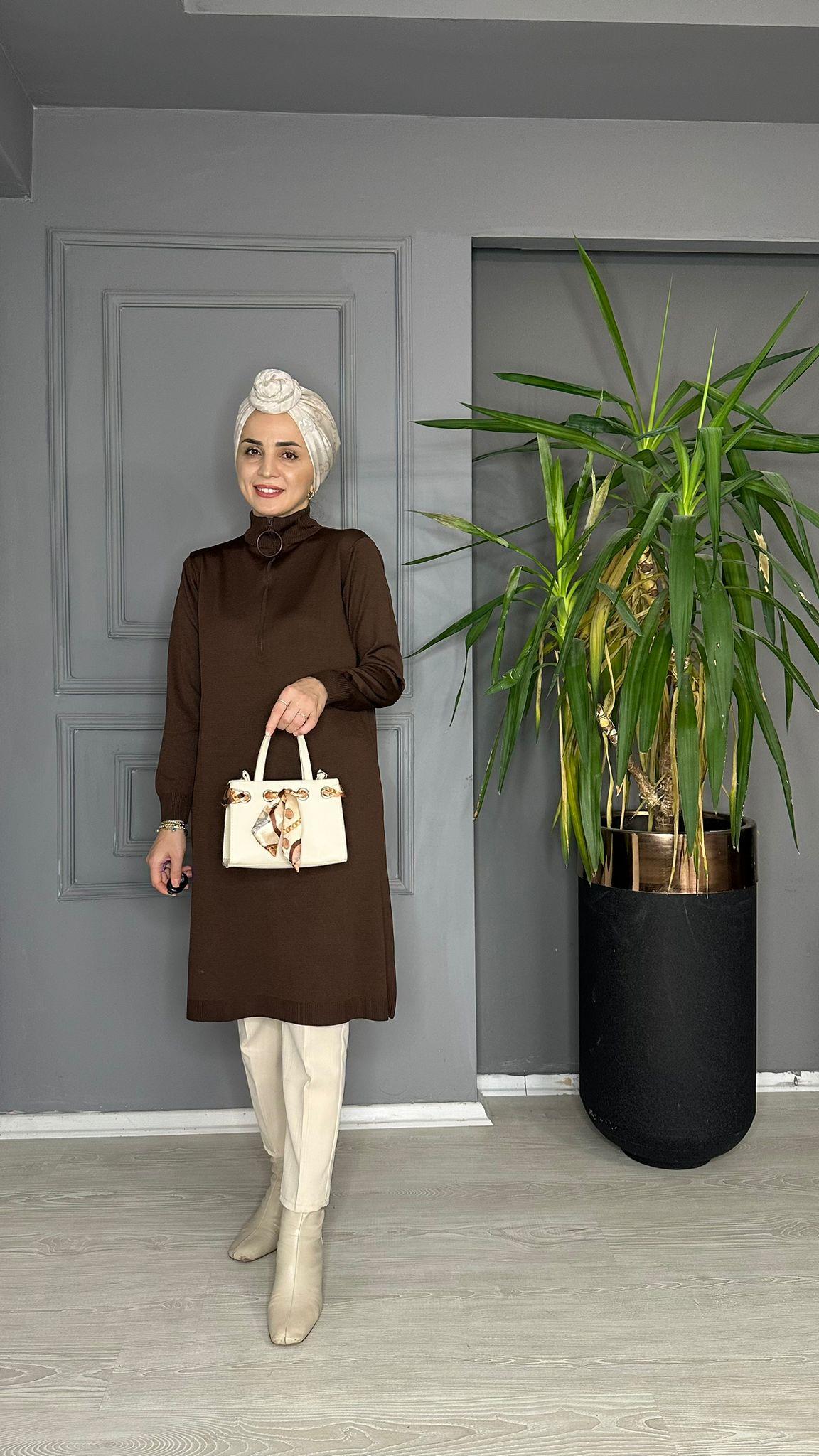 34050 FERMUARLI TRİKO ACI KAHVE 