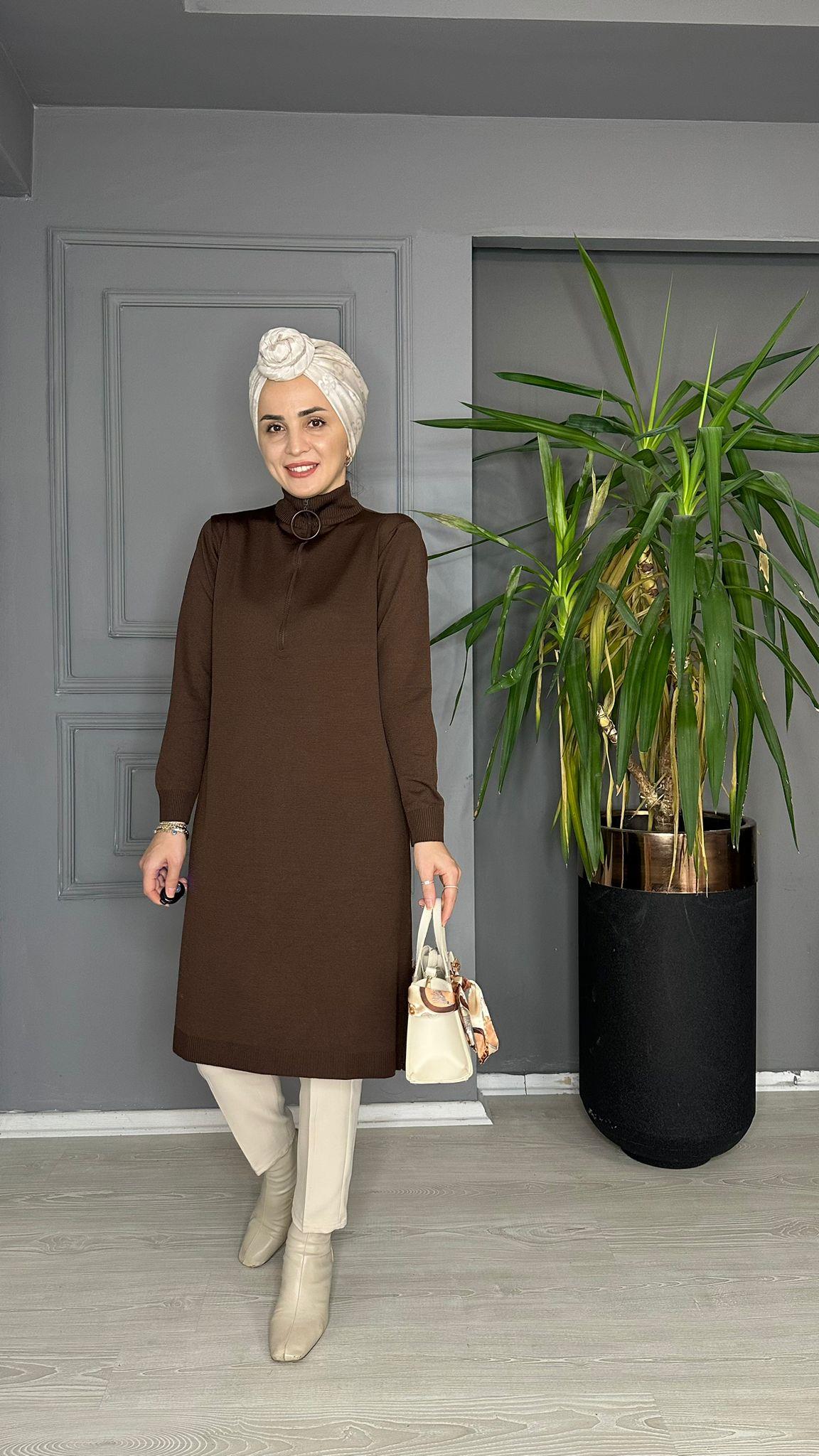 34050 FERMUARLI TRİKO ACI KAHVE 