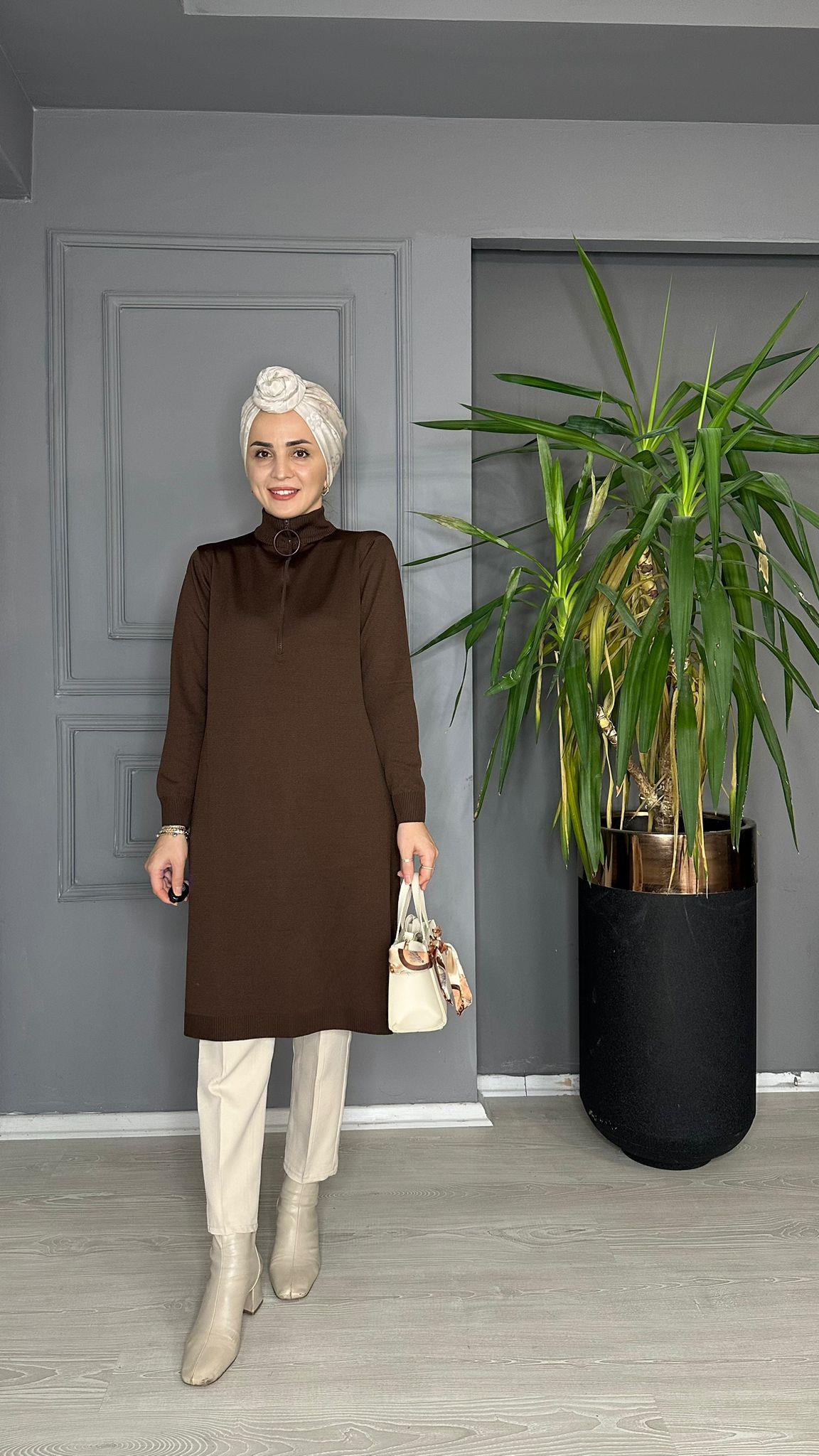 34050 FERMUARLI TRİKO ACI KAHVE 