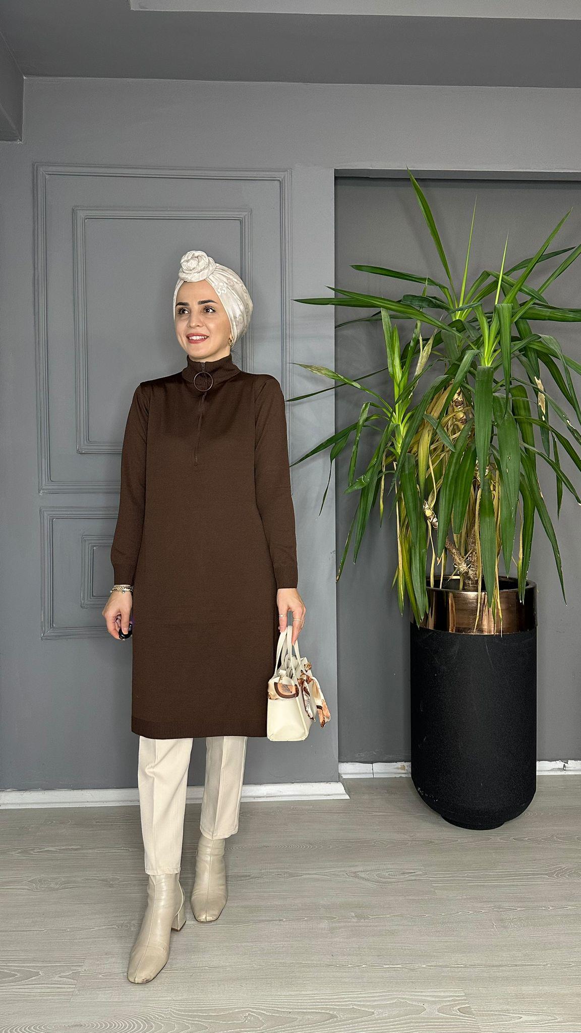 34050 FERMUARLI TRİKO ACI KAHVE 