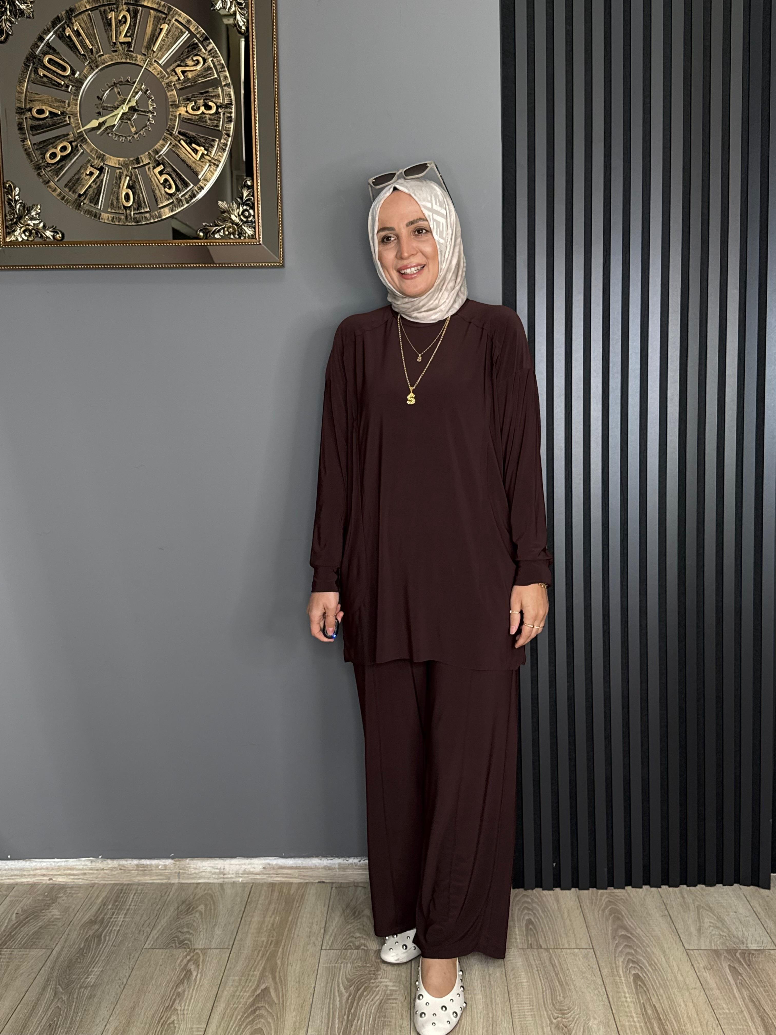 4002 CEPLİ SENDY KUMAŞ TAKIM KAHVERENGİ 