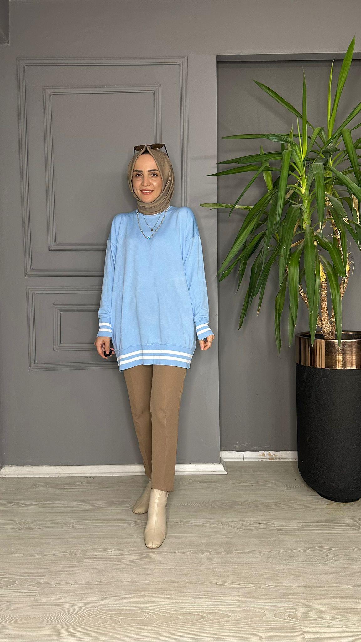 40422 TRİKO KAZAK BEBE MAVİ