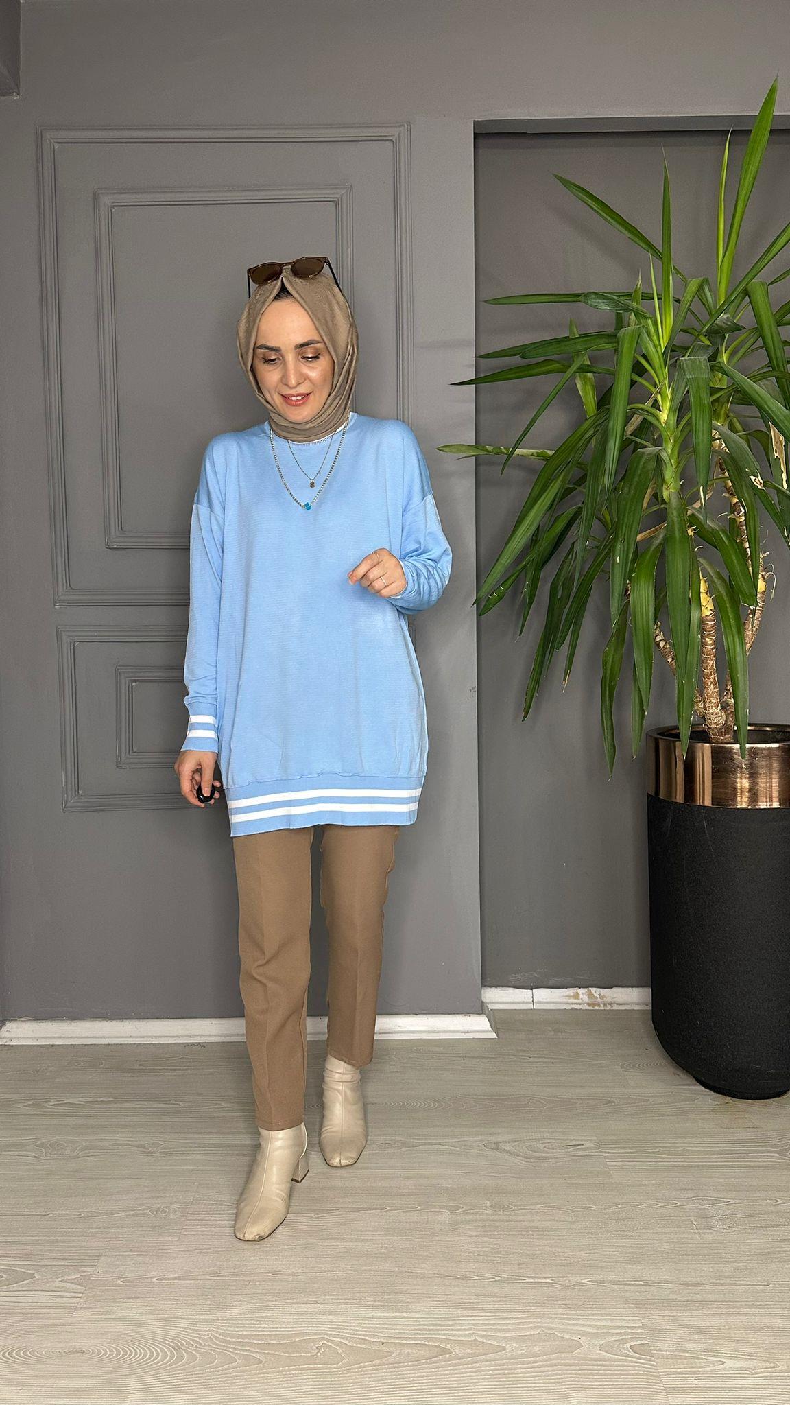 40422 TRİKO KAZAK BEBE MAVİ