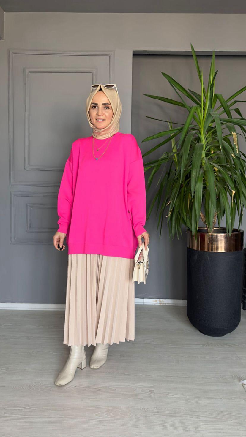 40470 OVERSİZE TRİKO PEMBE
