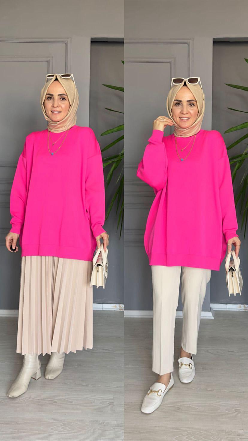 40470 OVERSİZE TRİKO PEMBE