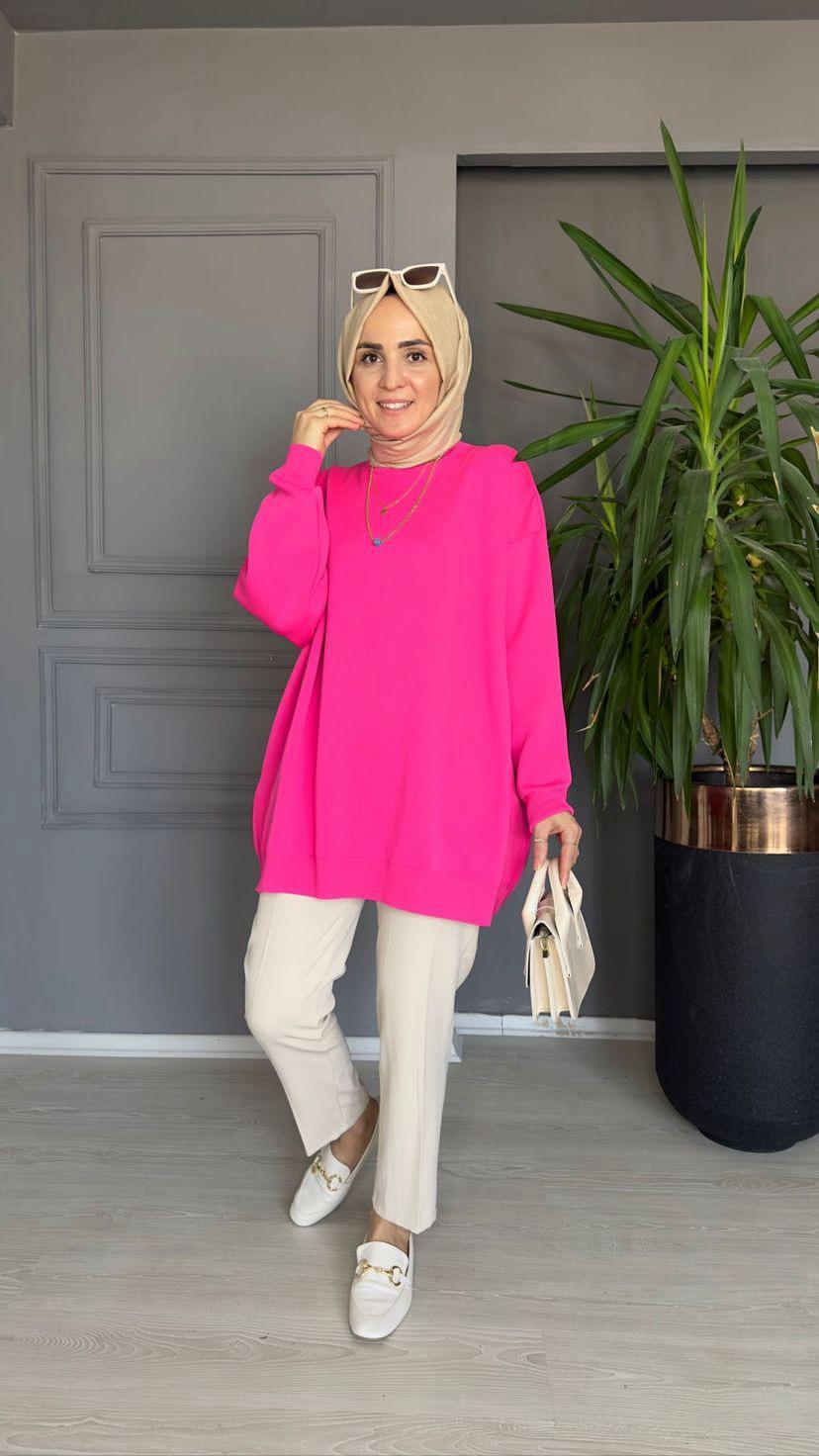 40470 OVERSİZE TRİKO PEMBE