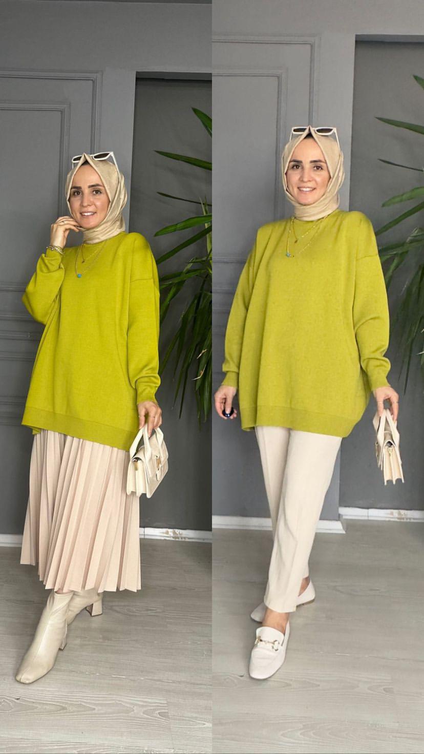 40470 OVERSİZE TRİKO  YAĞ YEŞİL