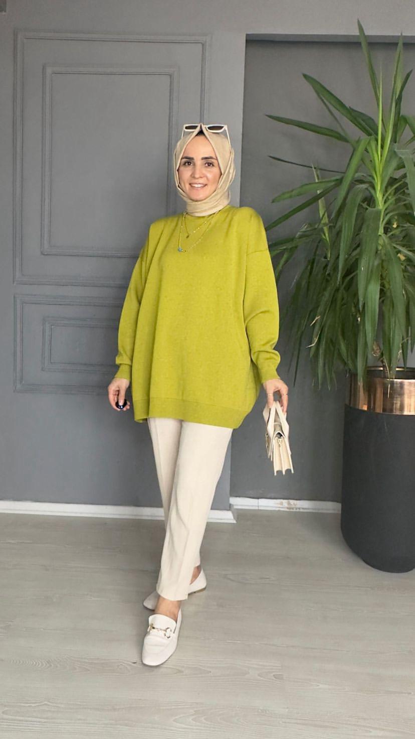 40470 OVERSİZE TRİKO  YAĞ YEŞİL