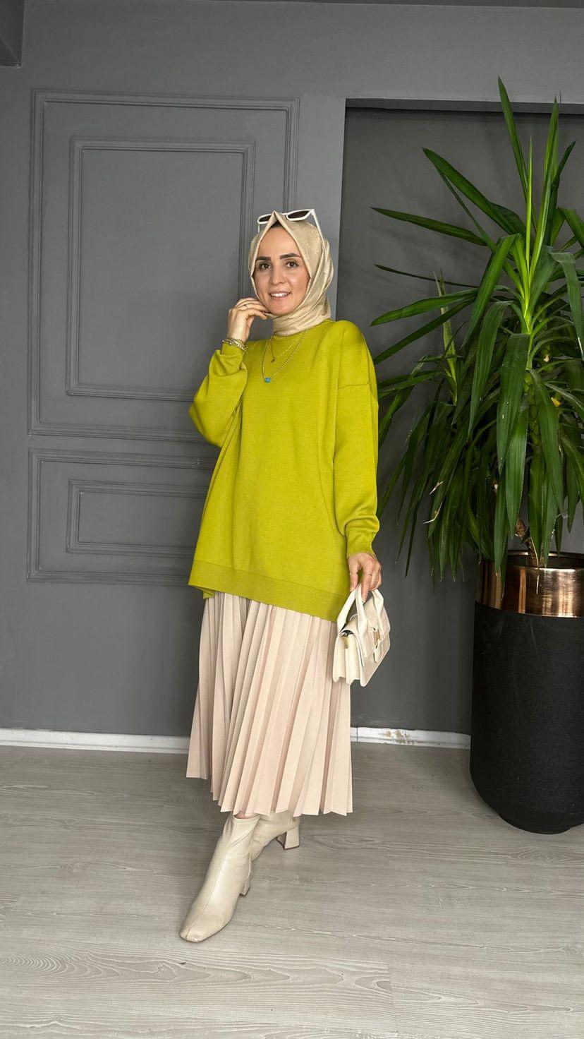 40470 OVERSİZE TRİKO  YAĞ YEŞİL