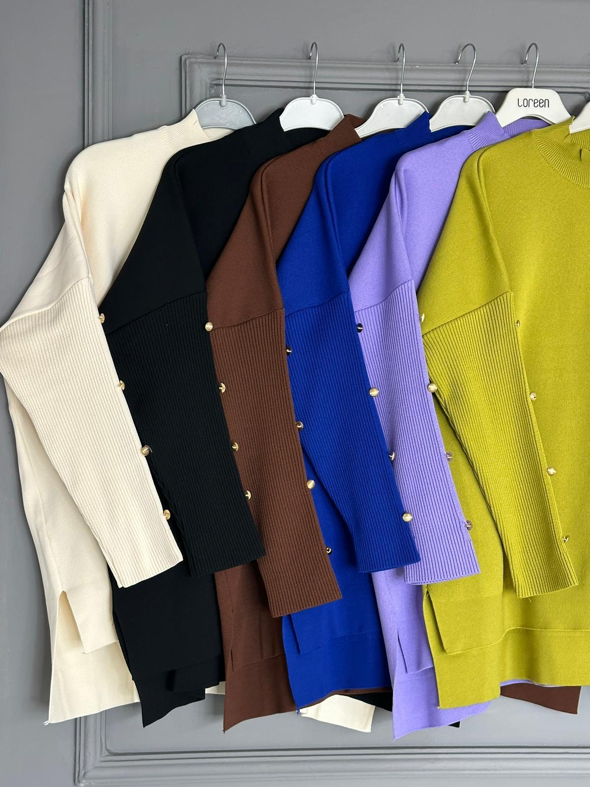 40689 DÜĞMELİ ÇELİK ÖRME TRİKO KREM