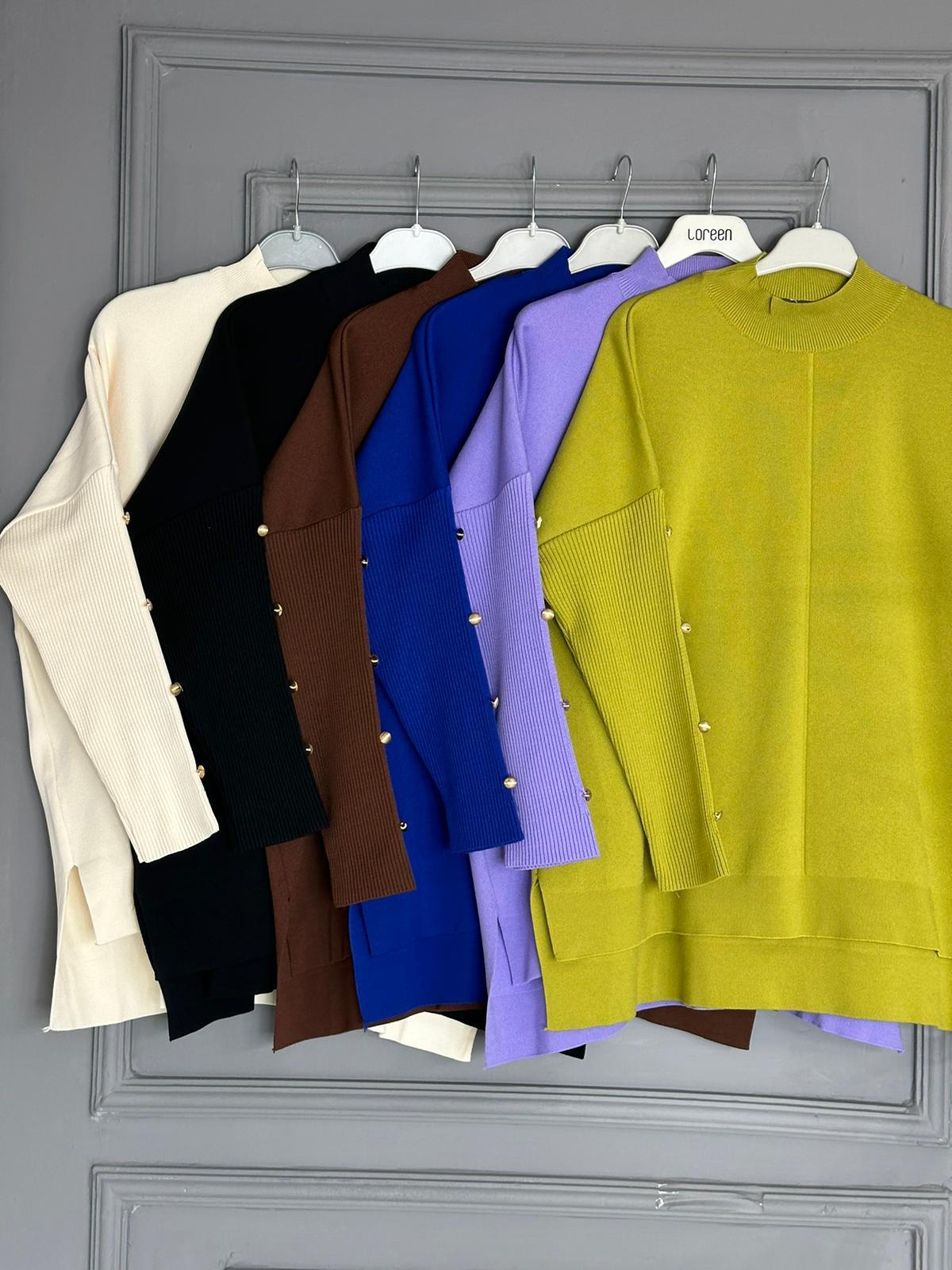 40689 DÜĞMELİ ÇELİK ÖRME TRİKO LİLA 