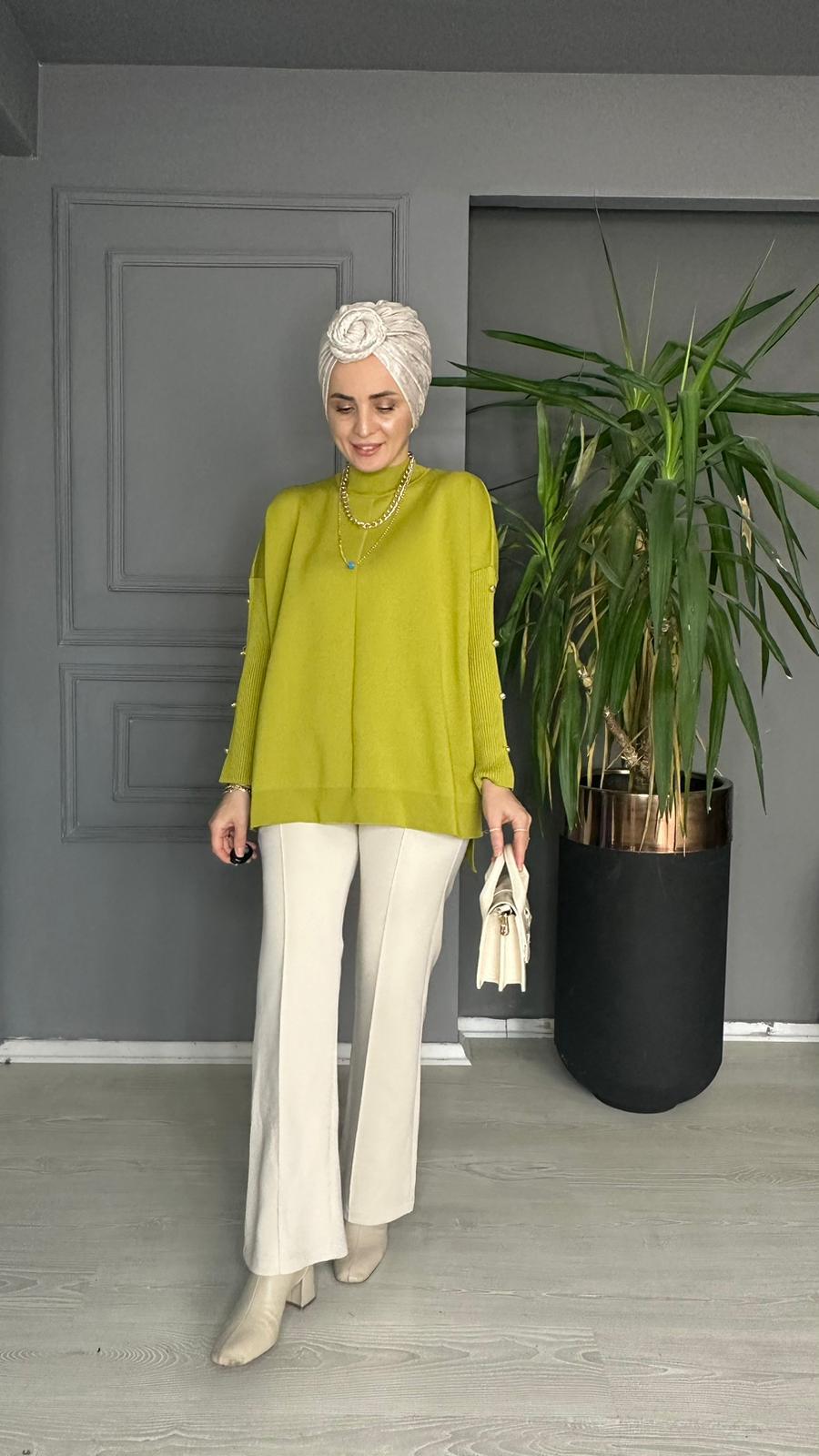 40689 DÜĞMELİ ÇELİK ÖRME TRİKO YAĞ YEŞİL 