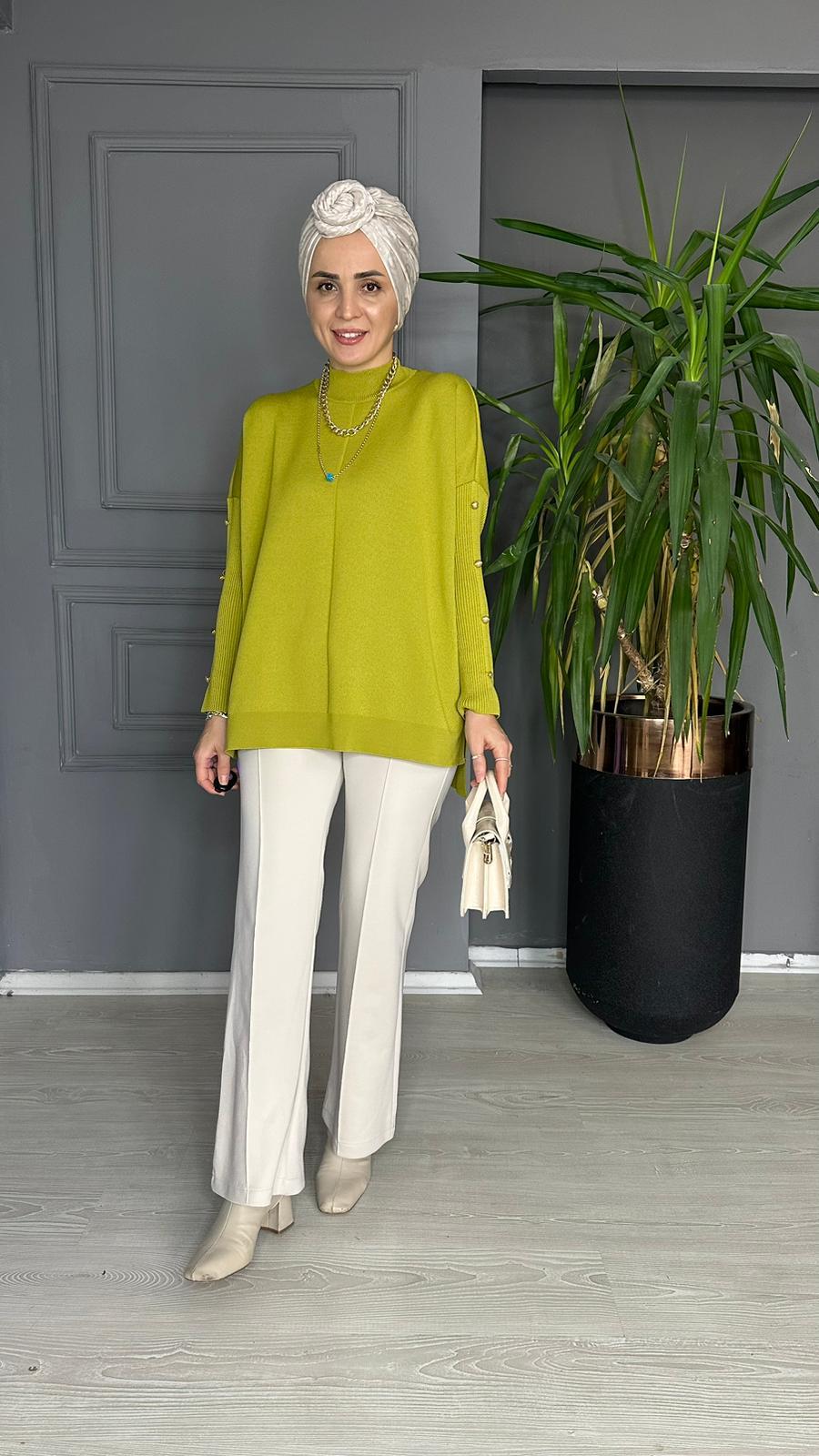 40689 DÜĞMELİ ÇELİK ÖRME TRİKO YAĞ YEŞİL 