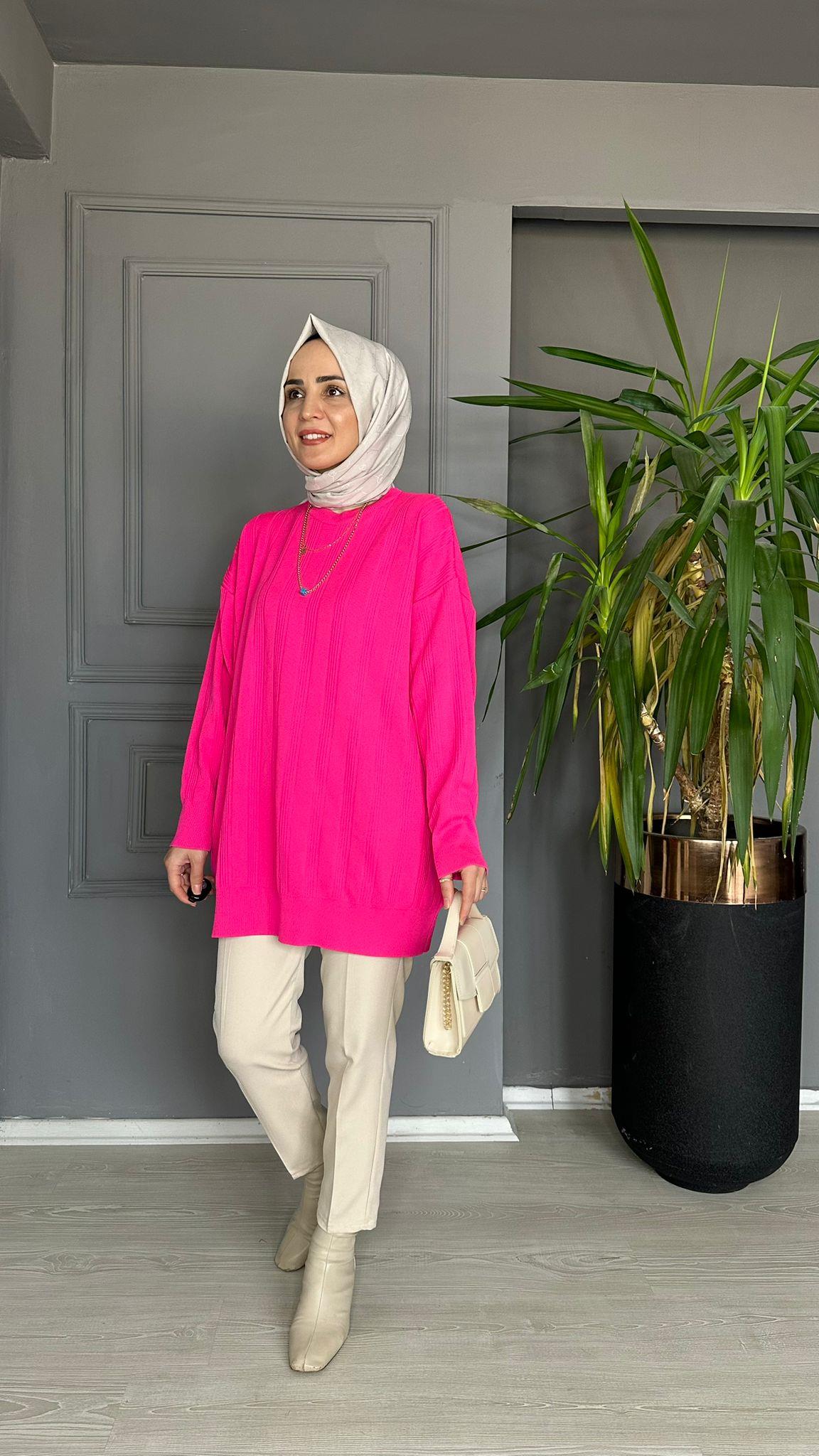 40693 ÇİZGİLİ MERSERİZE PEMBE