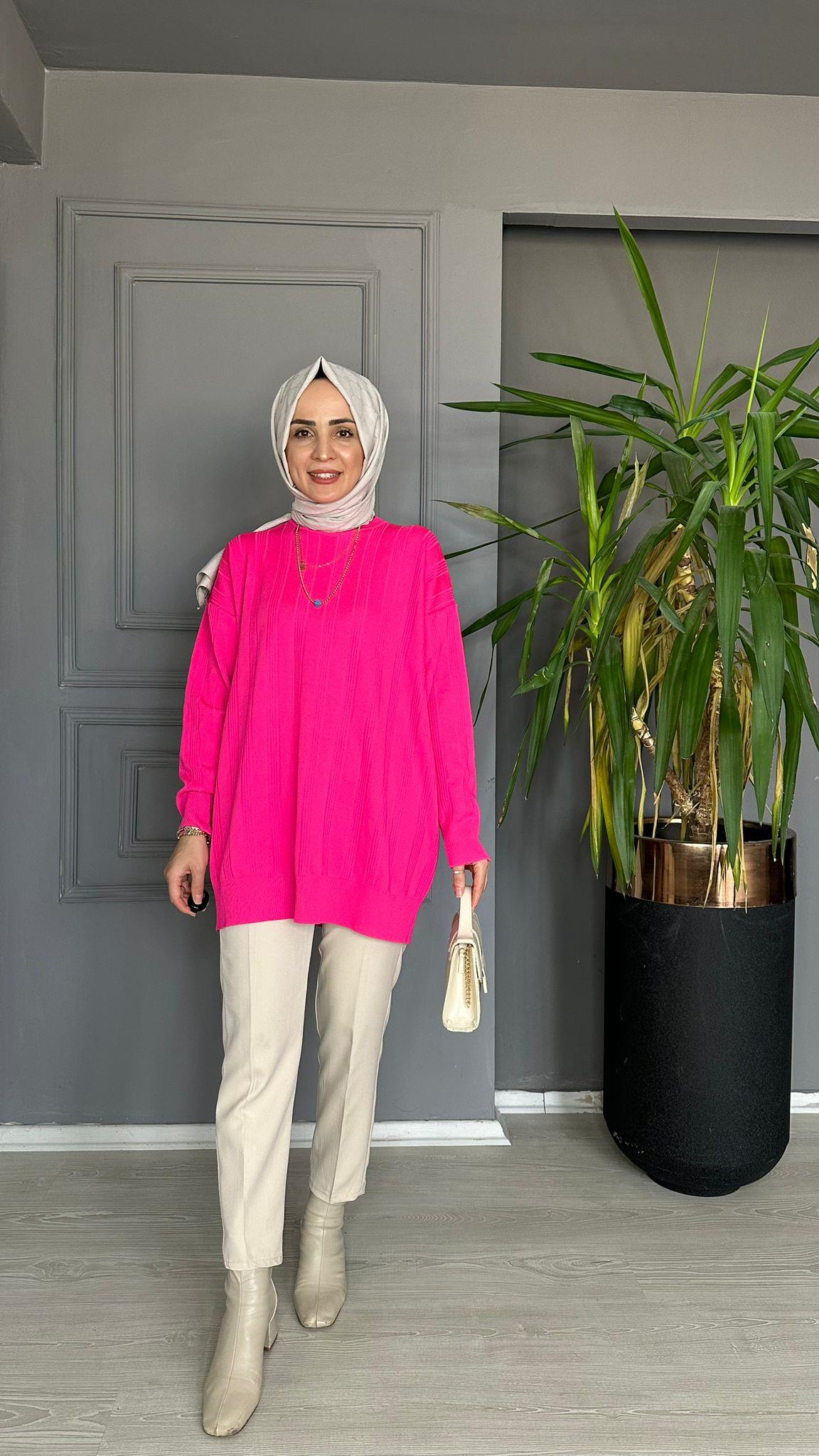 40693 ÇİZGİLİ MERSERİZE PEMBE