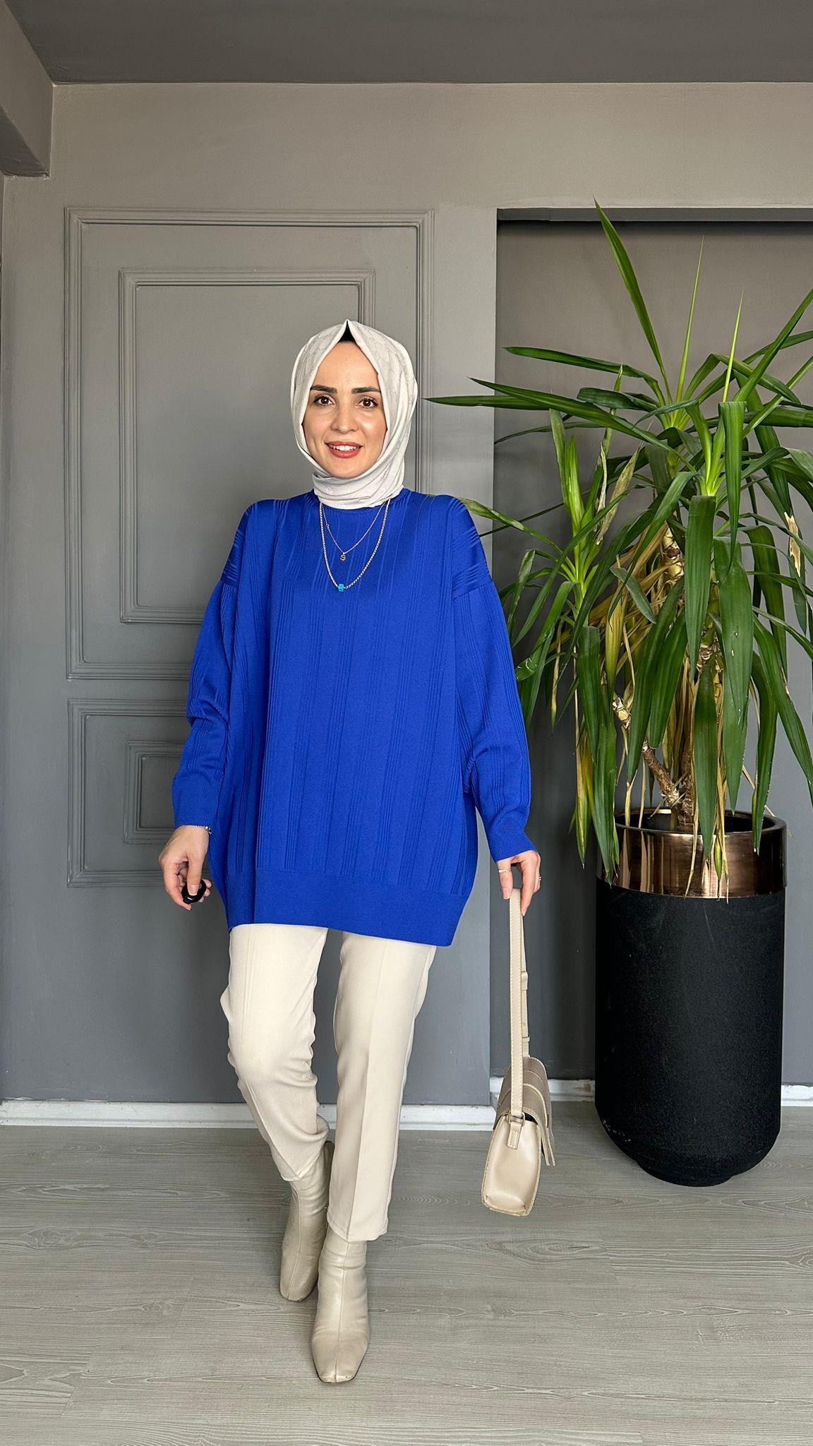 40693 ÇİZGİLİ MERSERİZE SAKS MAVİ 