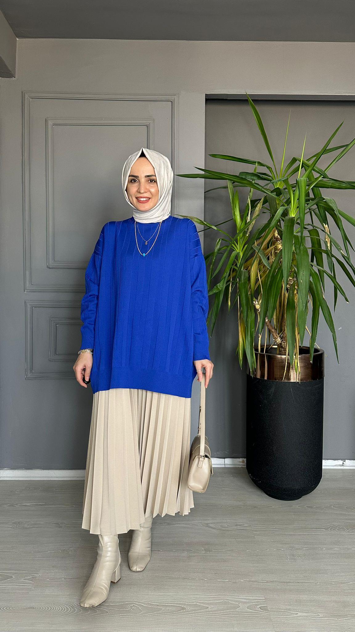 40693 ÇİZGİLİ MERSERİZE SAKS MAVİ 