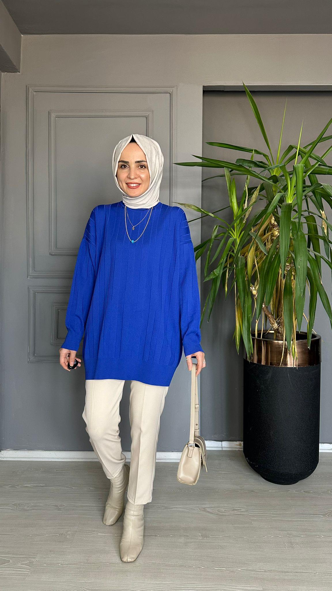 40693 ÇİZGİLİ MERSERİZE SAKS MAVİ 