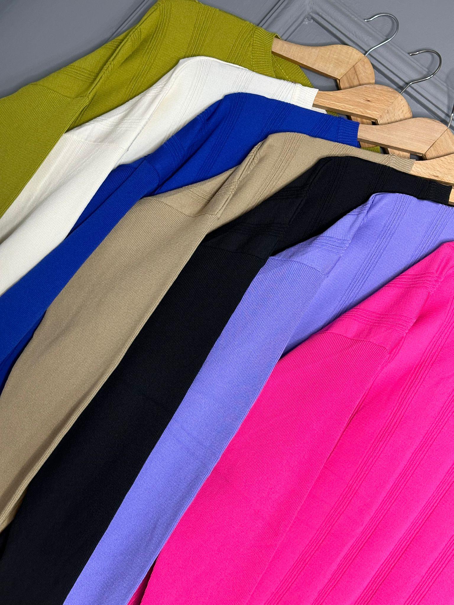 40730 MERSERİZE TRİKO ELBİSE SAKS MAVİ