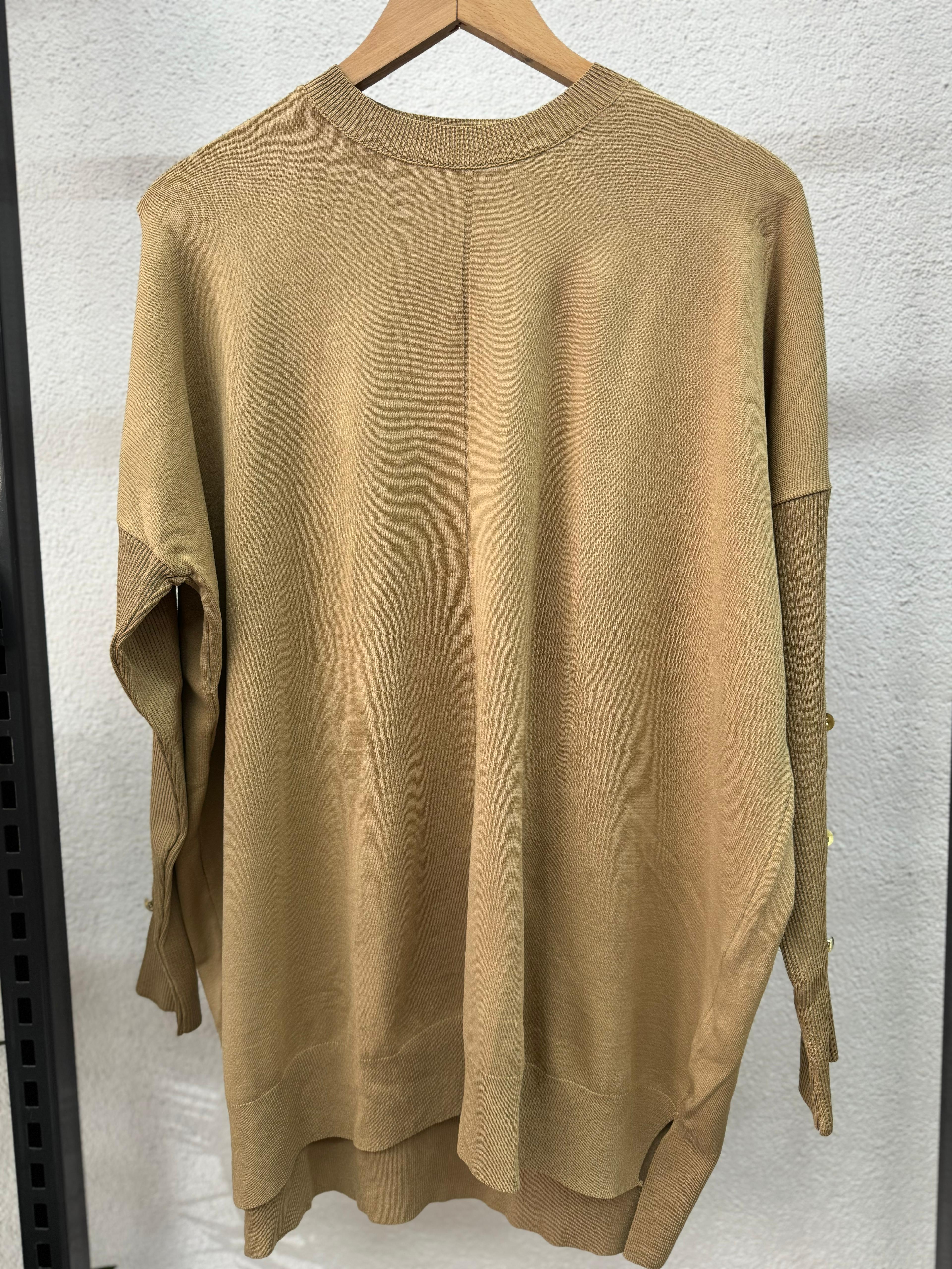 40741 DÜĞME DETAY MERSERİZE TRİKO CAMEL