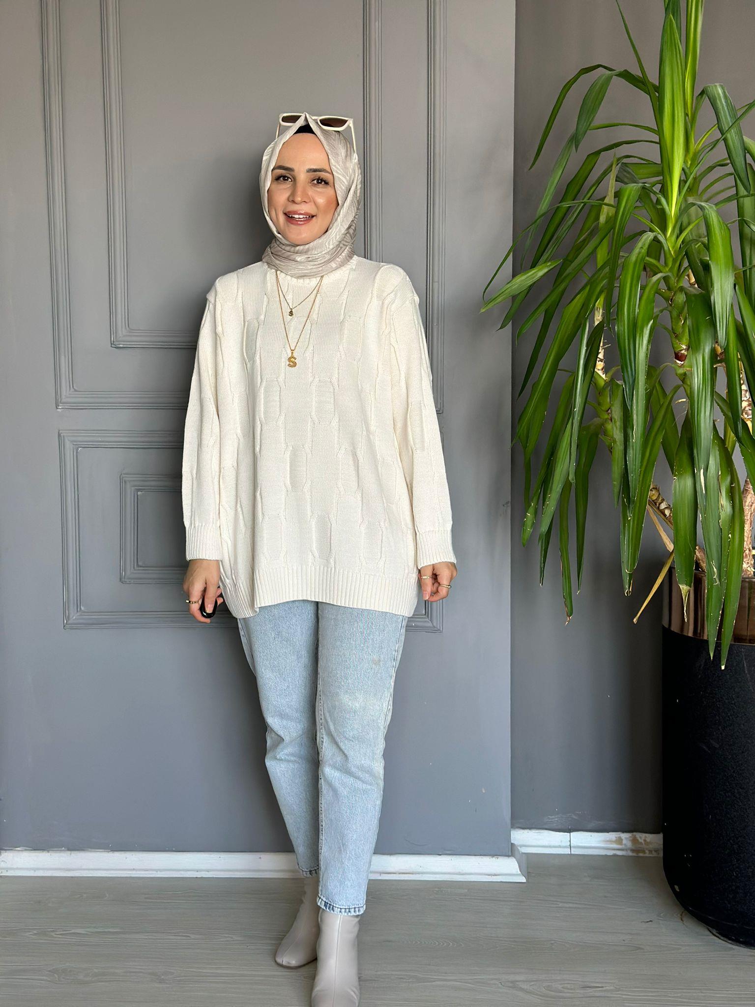 40743 BAKLAVA DESEN KAZAK KREM