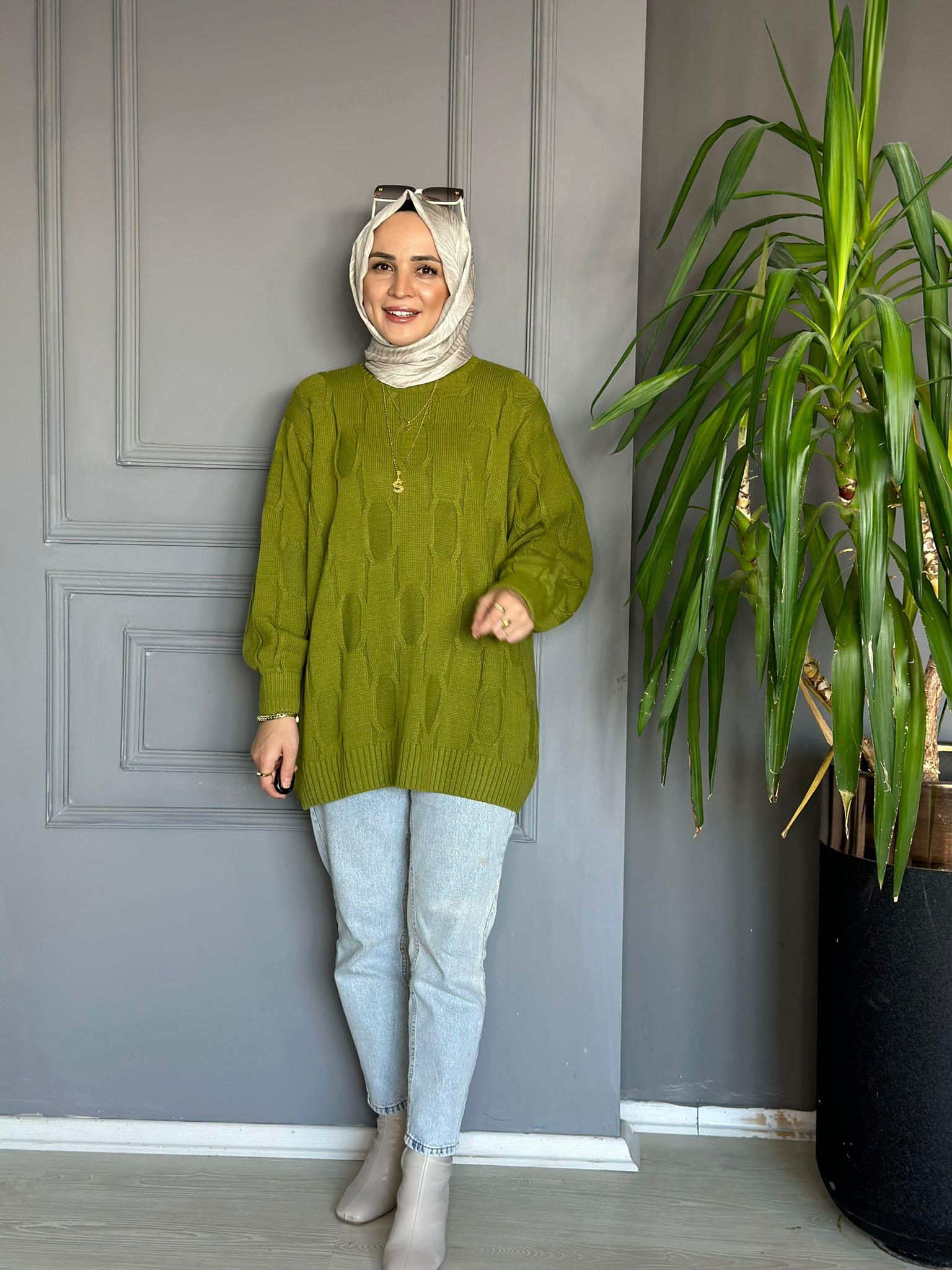 40743 BAKLAVA DESEN KAZAK YAĞ YEŞİL