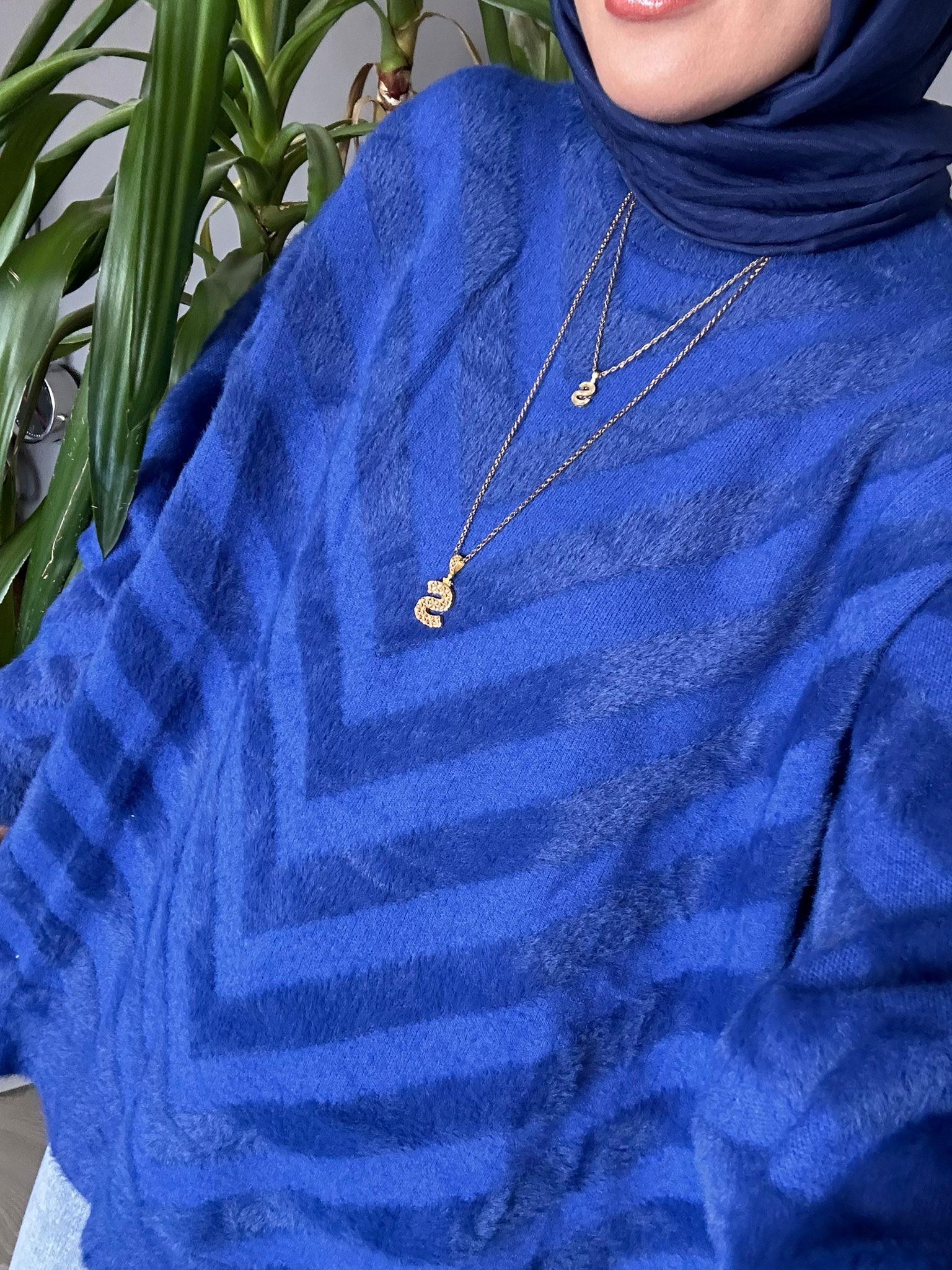 40834 V DETAY ANGORA KAZAK MAVİ