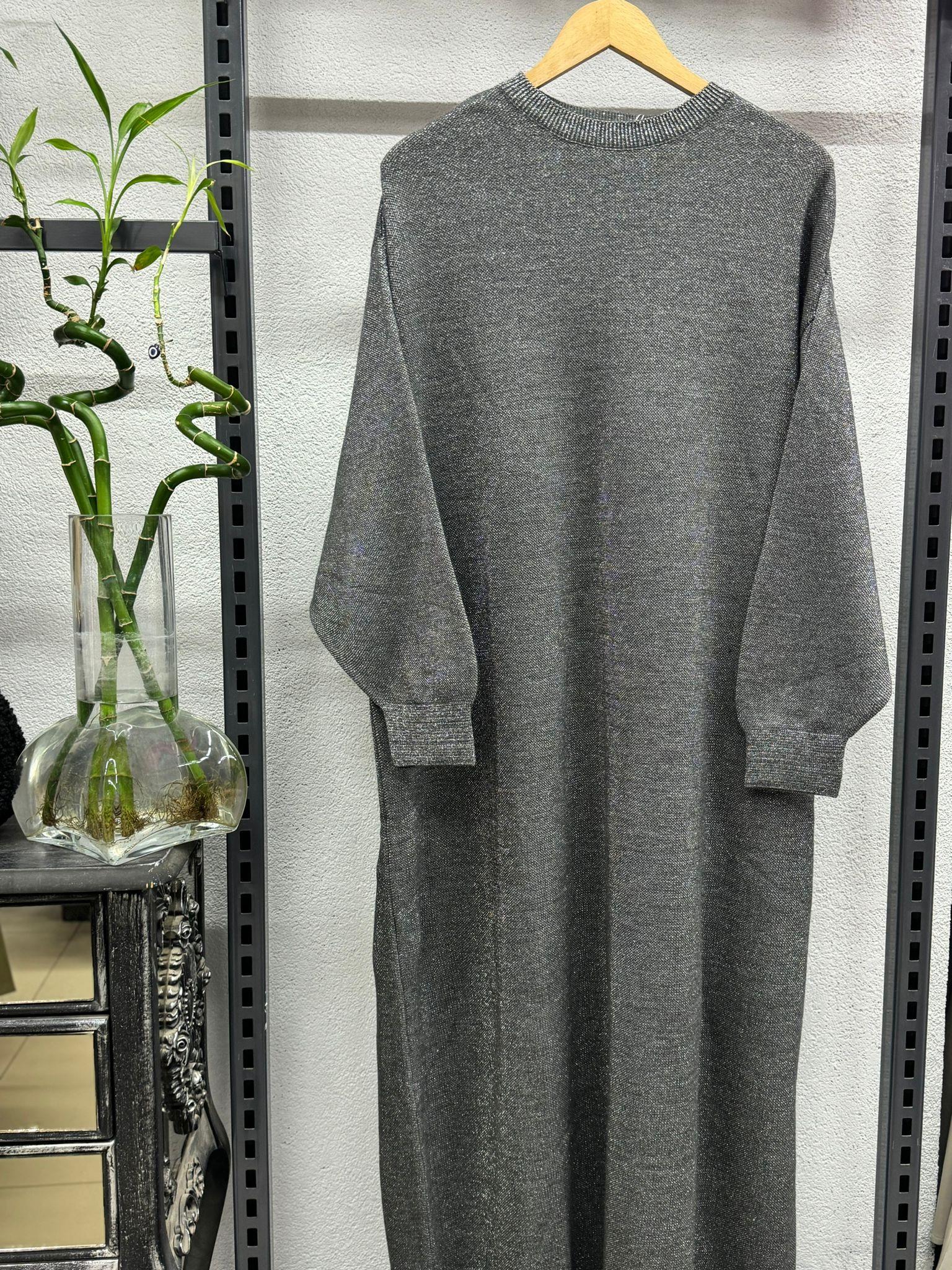 40920 SİMLİ ELBİSE GRİ