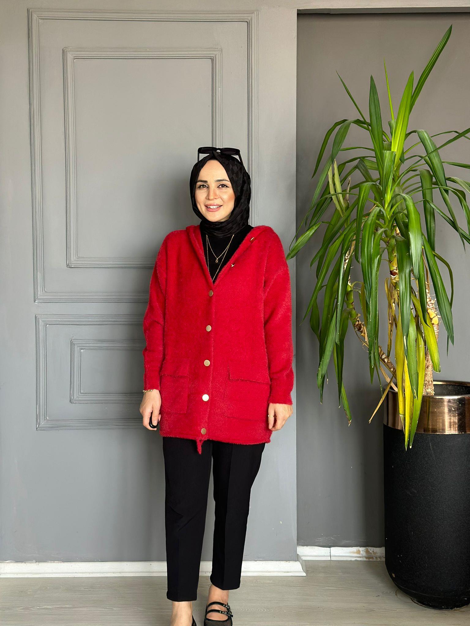 40936 MASSİ MODEL KAPŞONLU KAP BORDO STD