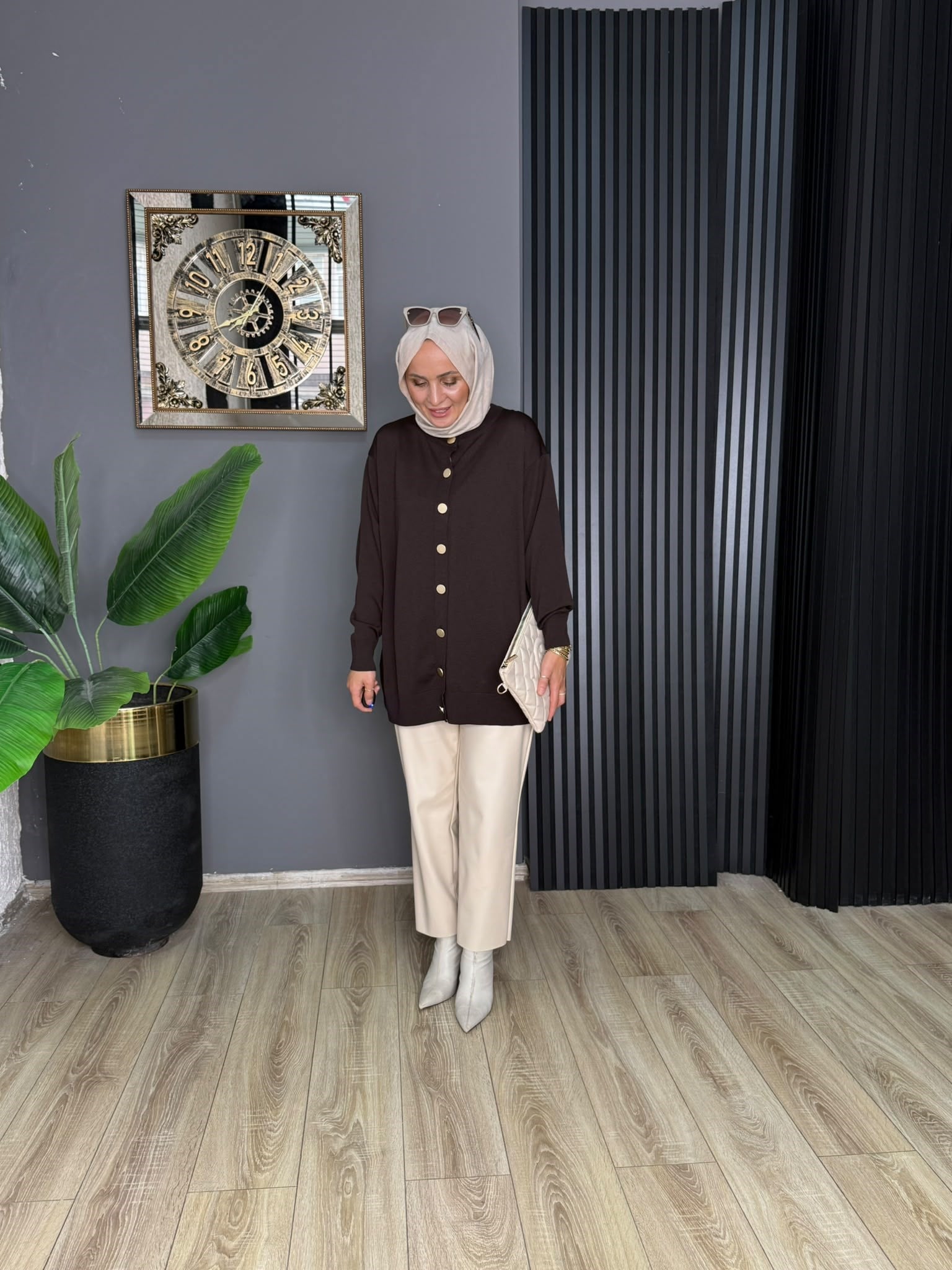 40969 MERSERİZE HIRKA KAHVERENGİ STD 