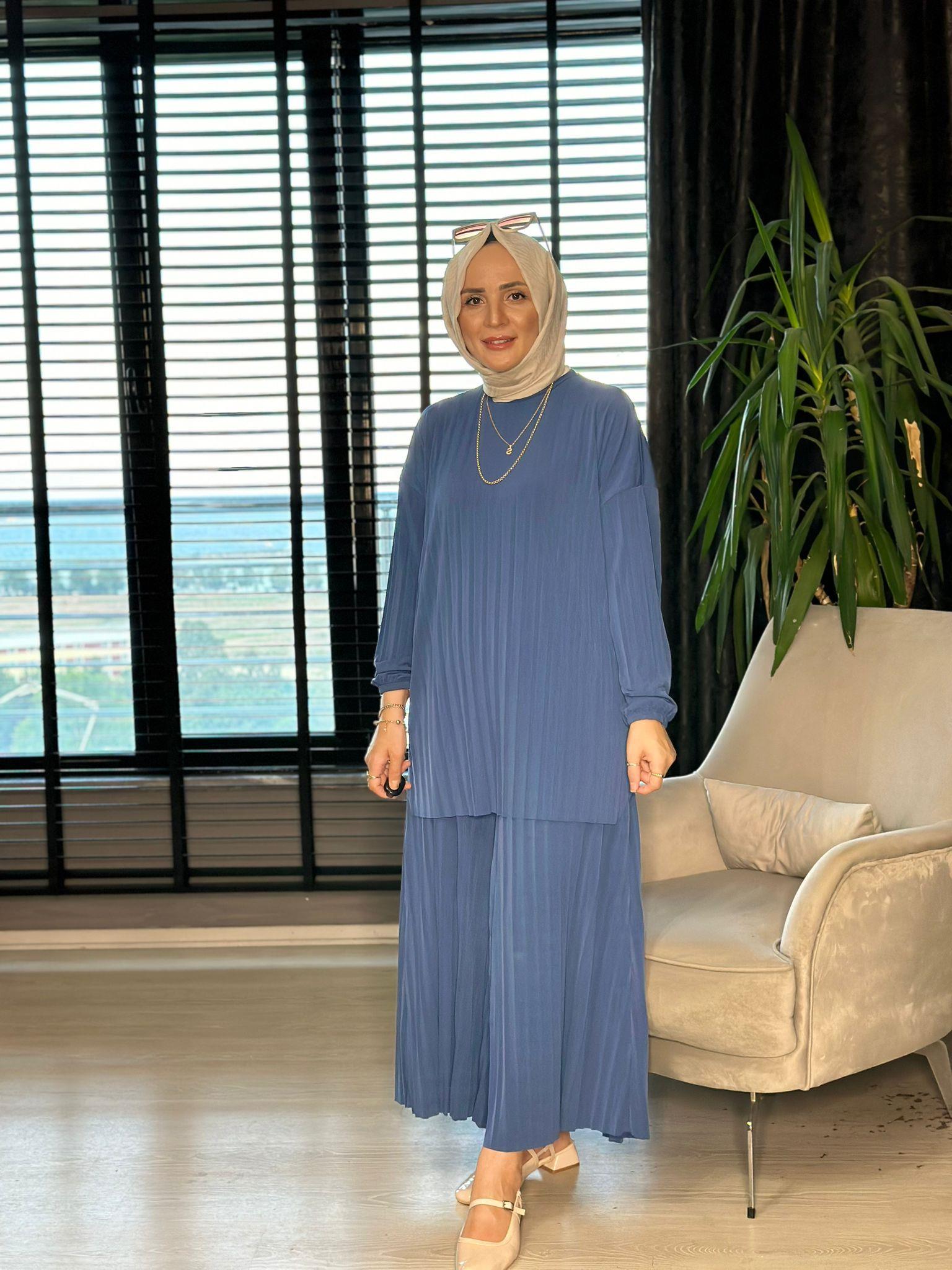 4150 PİLELİ PANTOLON TAKIM İNDİGO MAVİ 
