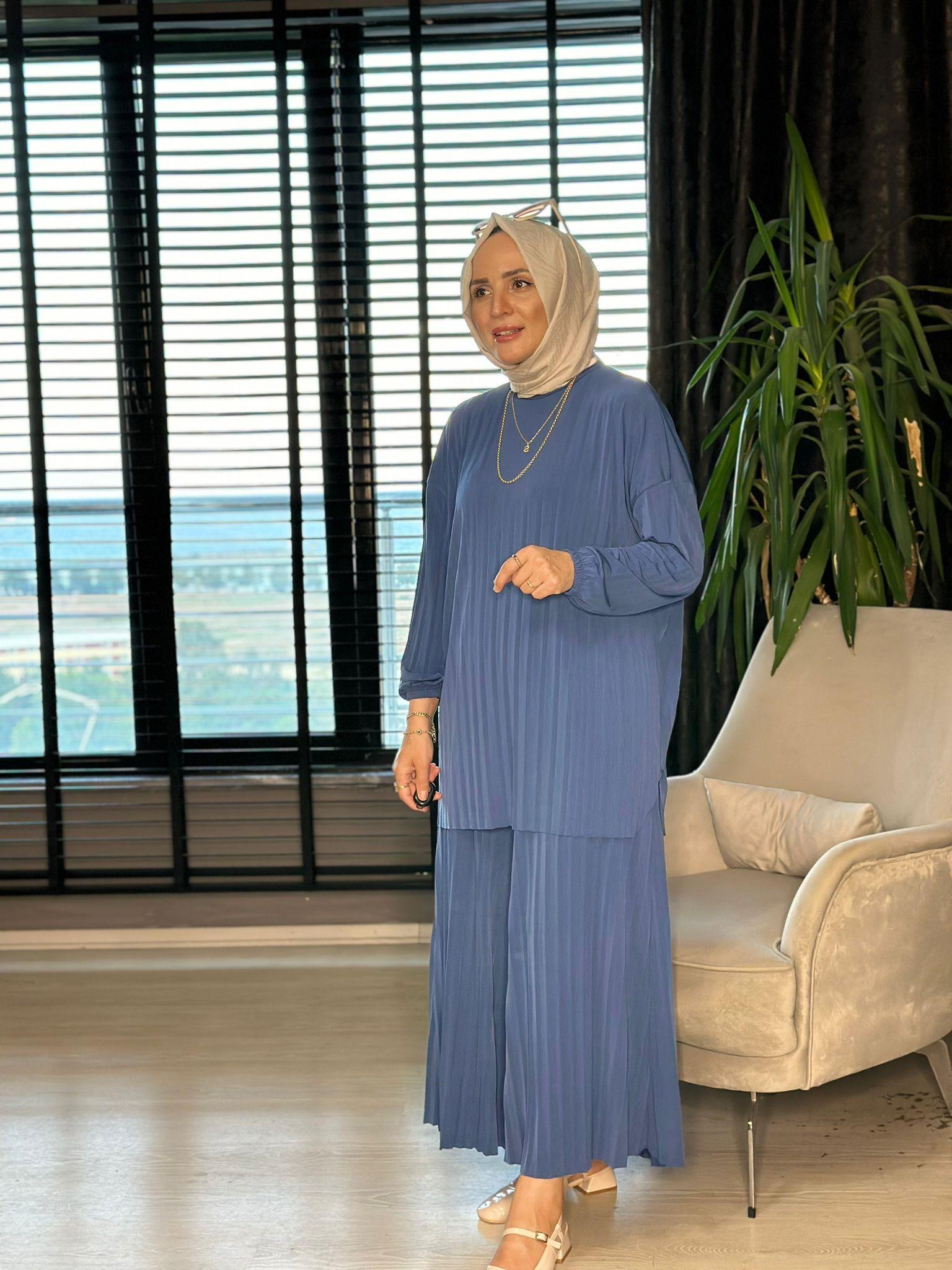 4150 PİLELİ PANTOLON TAKIM İNDİGO MAVİ 
