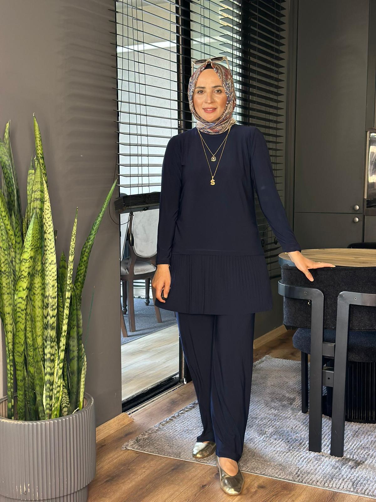 4204 ETEK UCU PİLELİ SANDY TAKIM LACİVERT 