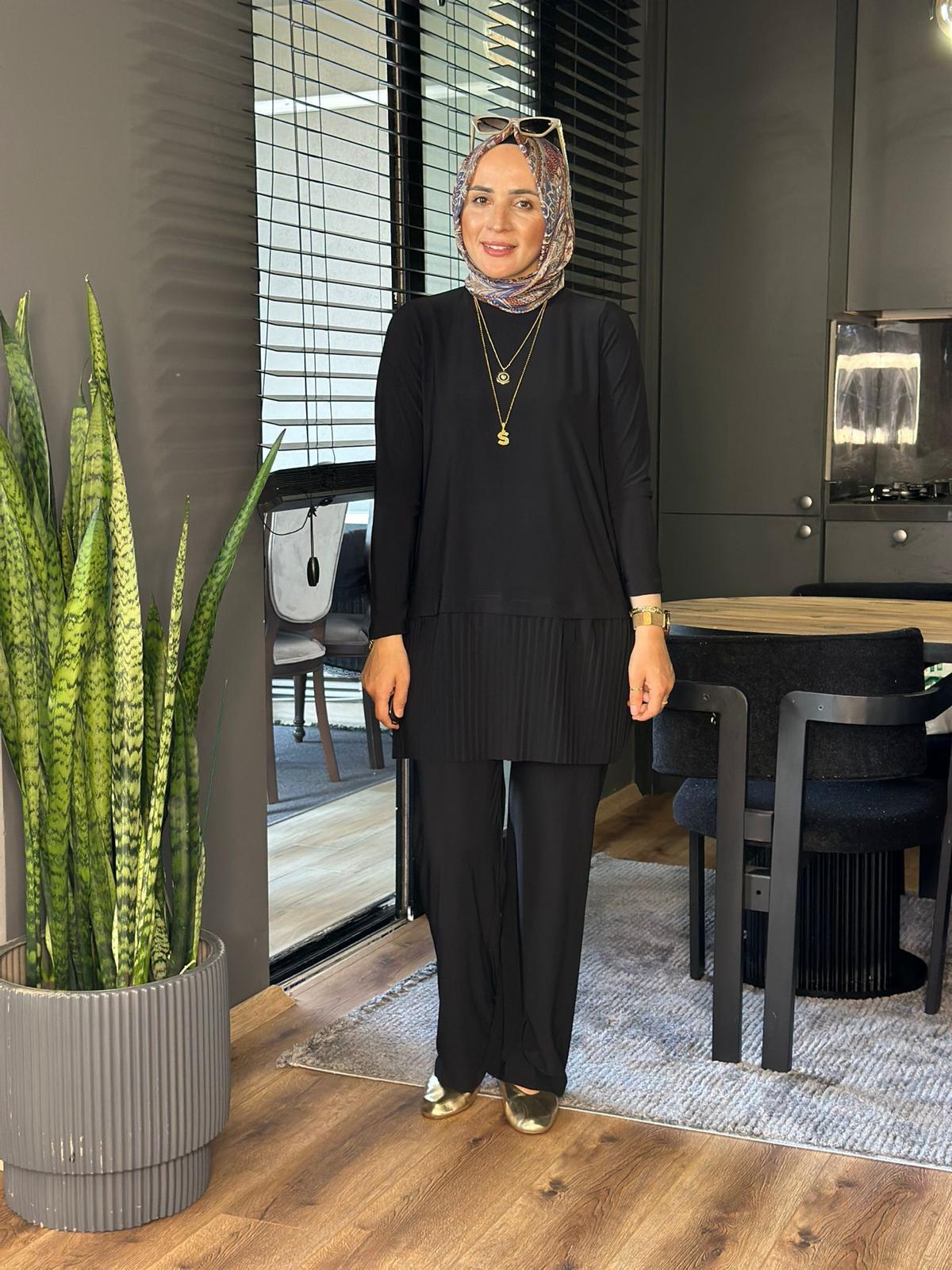 4204 ETEK UCU PİLELİ SANDY TAKIM SİYAH 