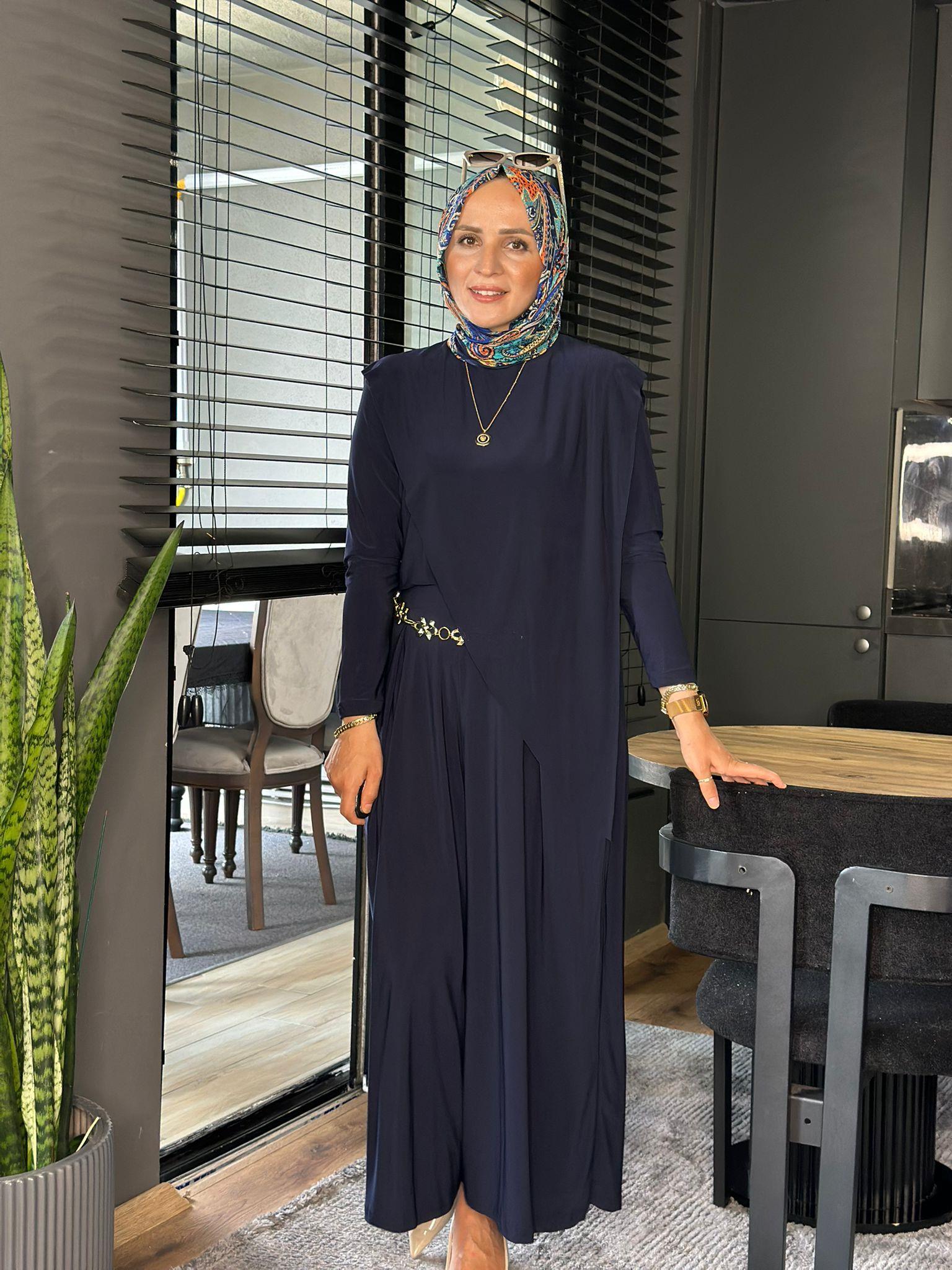 4214 ASİMETRİK SANDY TAKM LACİVERT  S-M