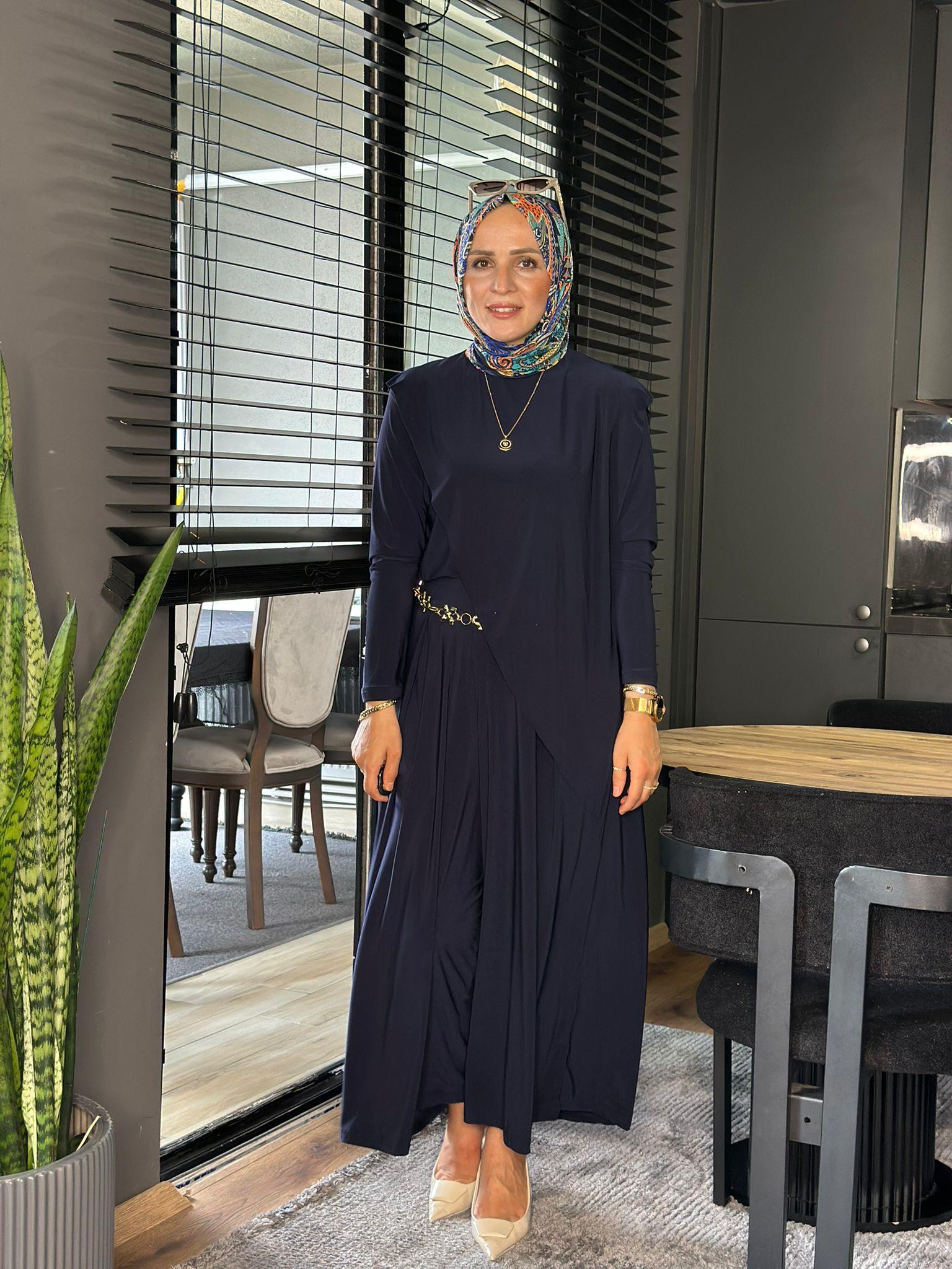 4214 ASİMETRİK SANDY TAKM LACİVERT  S-M