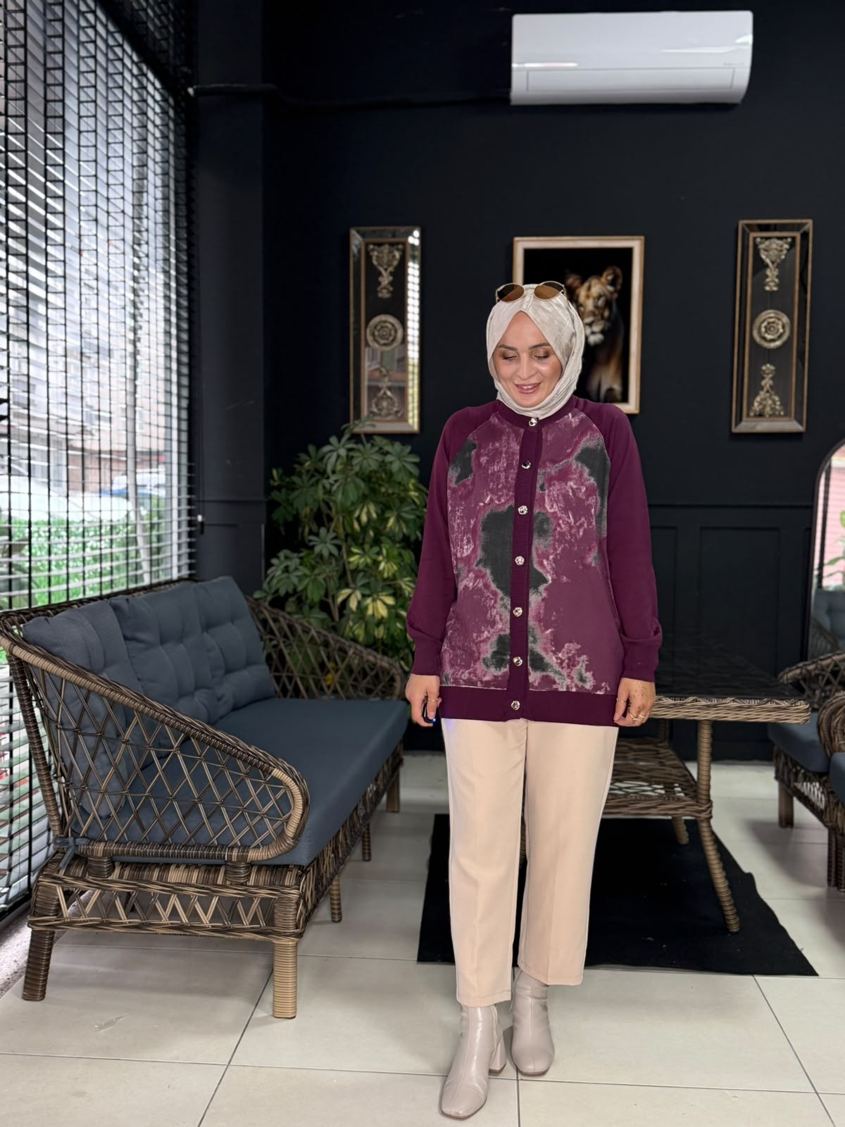 44227 ALACALI MERSERİZE HIRKA BORDO