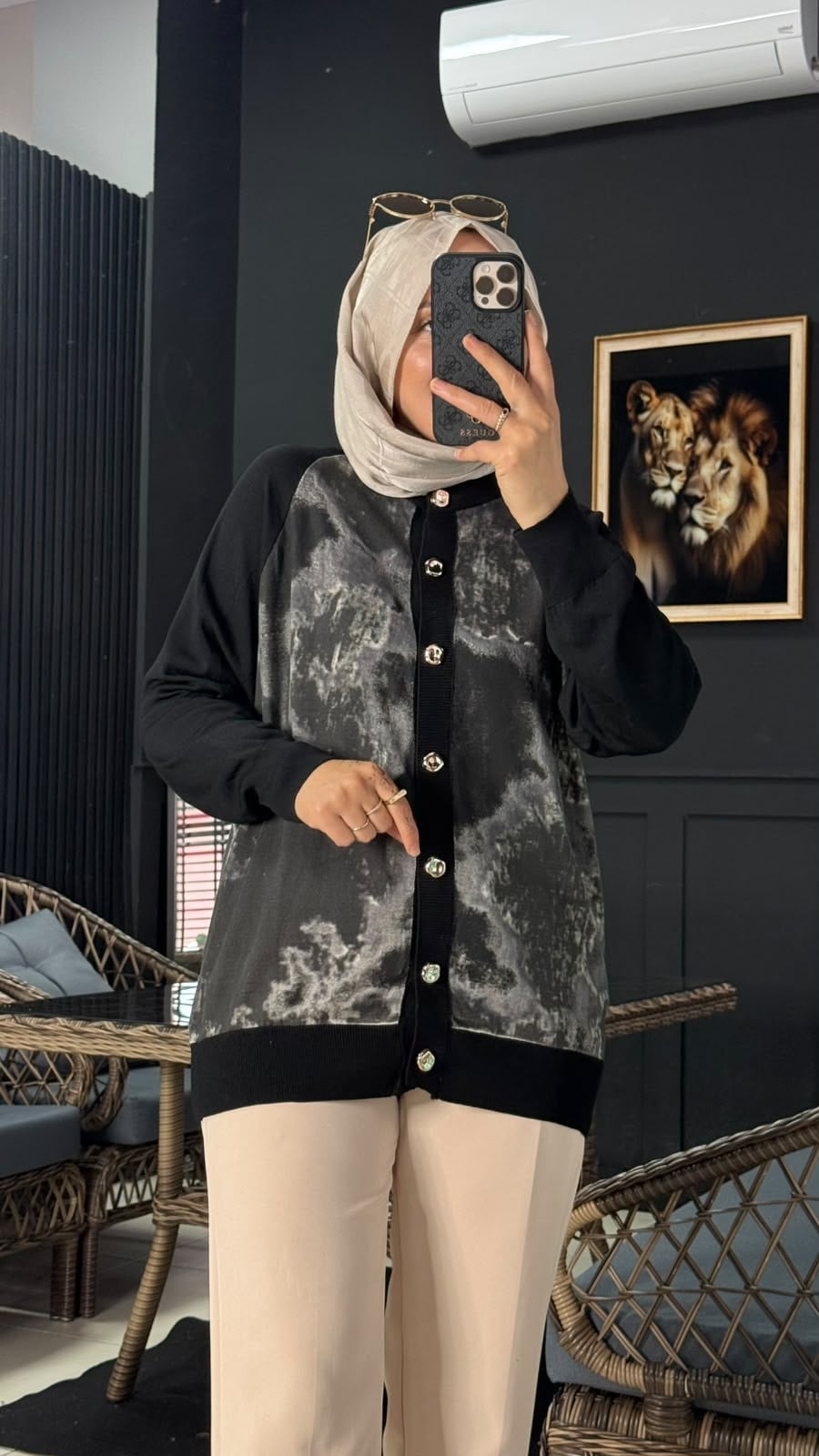 44227 ALACALI MERSERİZE HIRKA SİYAH