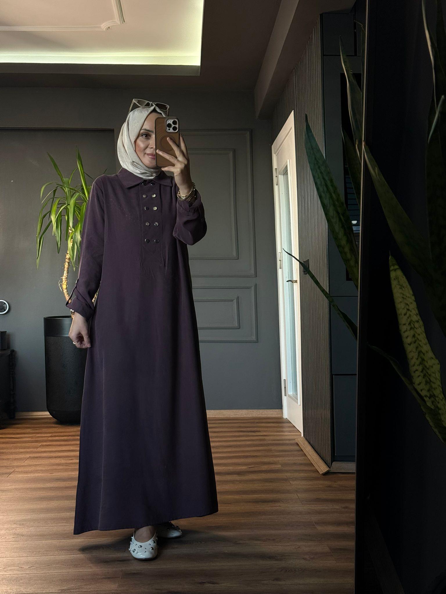 4602 ÇIT ÇIT DETAY ELBİSE MÜRDÜM S-M