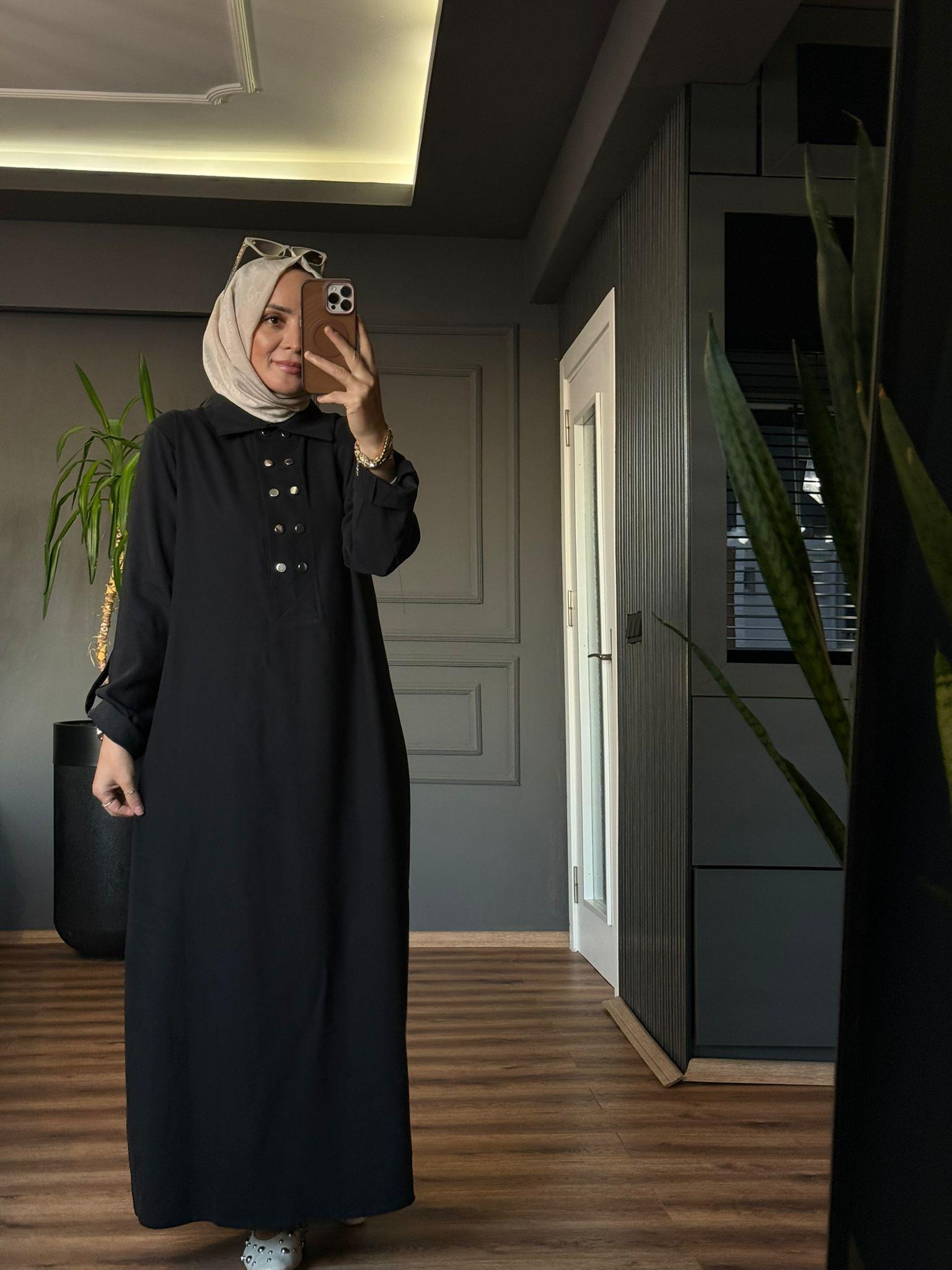 4602 ÇIT ÇIT DETAY ELBİSE SİYAH S-M