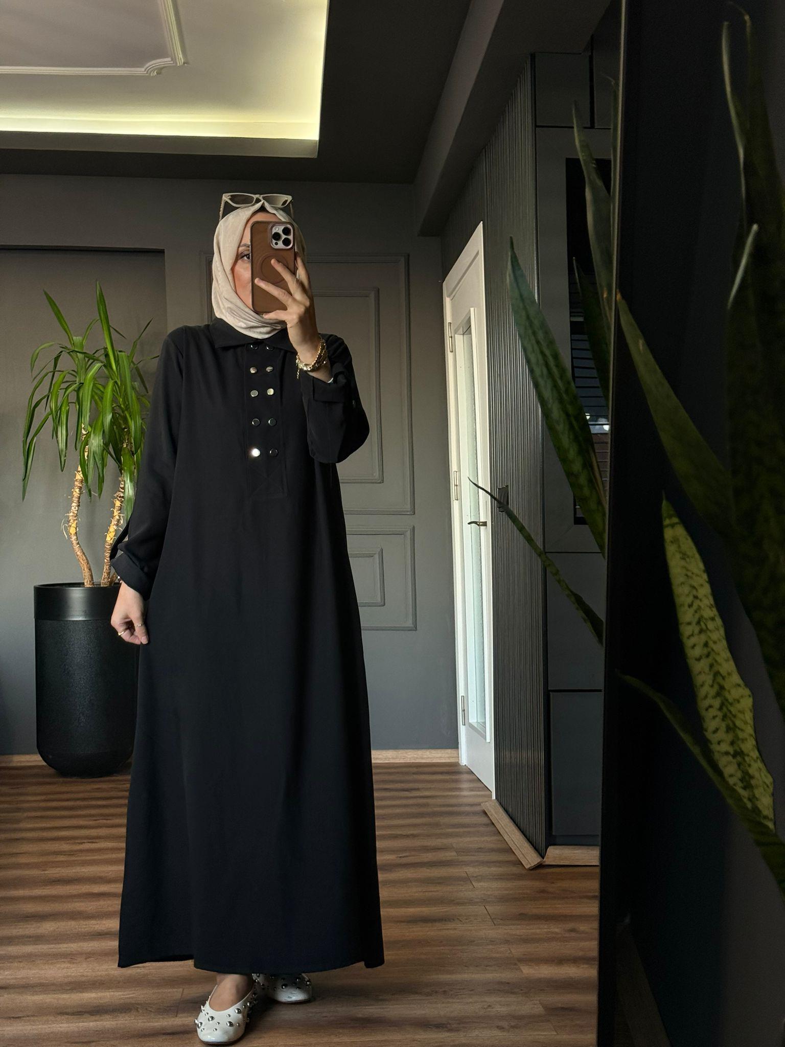 4602 ÇIT ÇIT DETAY ELBİSE SİYAH S-M