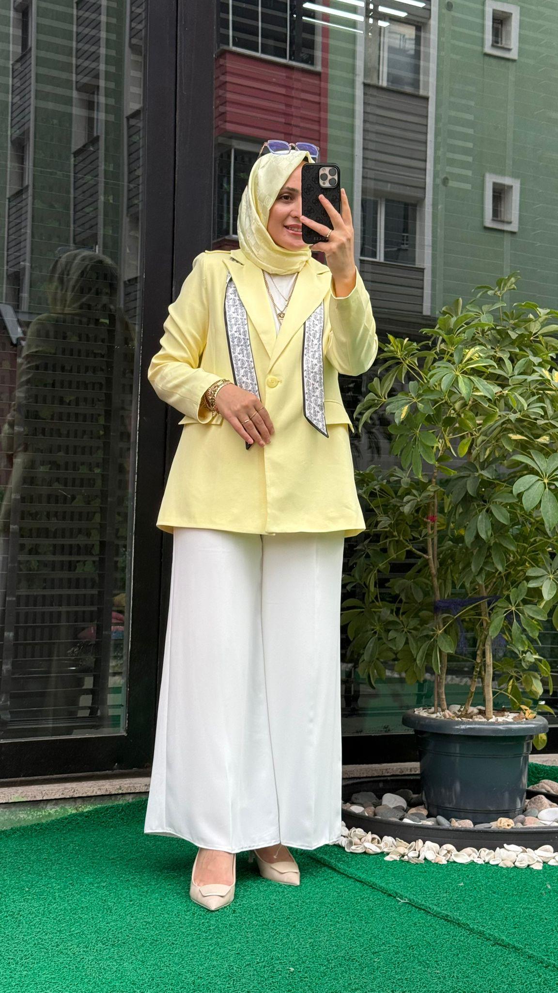 464646 FULAR DETAY CEKET SARI 36