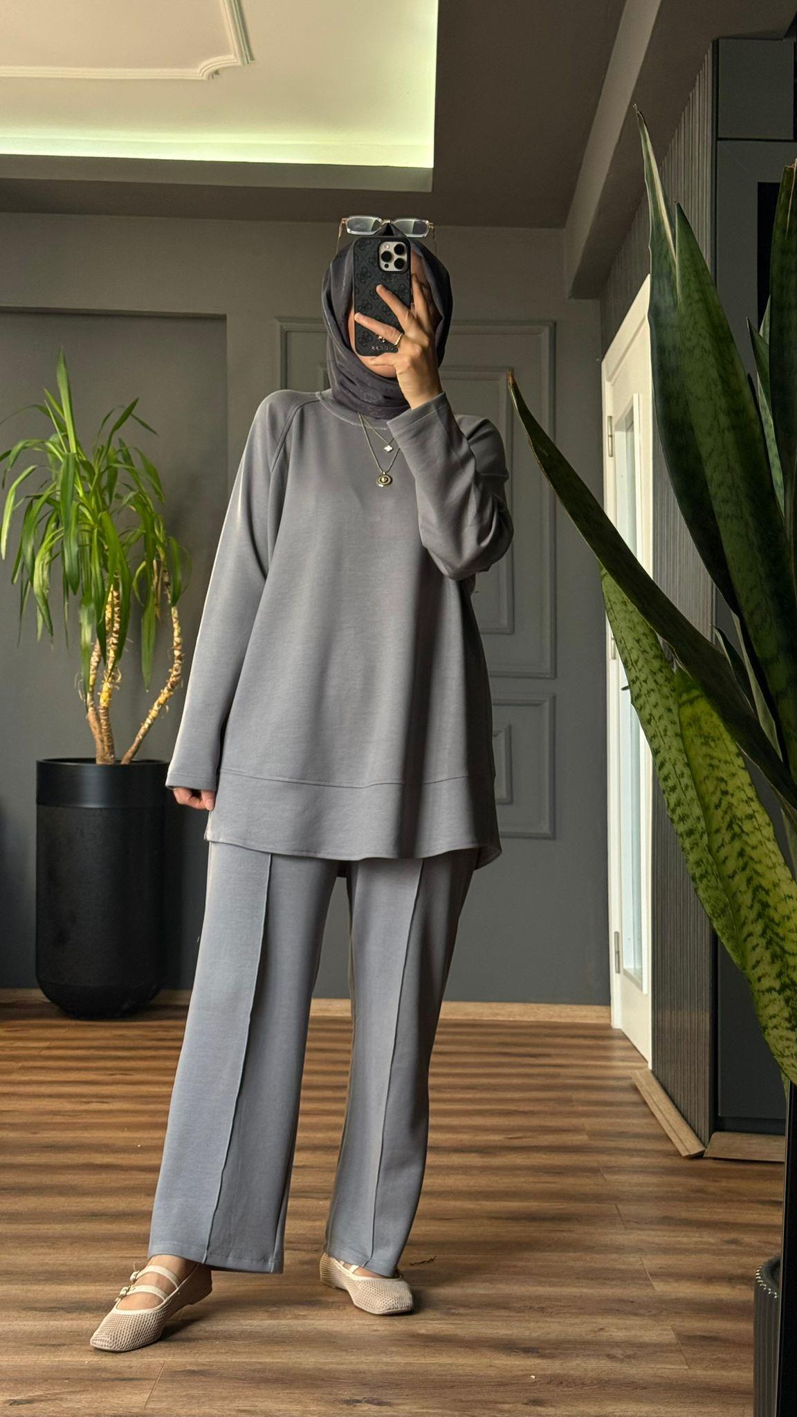 5010 OYSHO PANTOLONLU TAKIM GRİ 