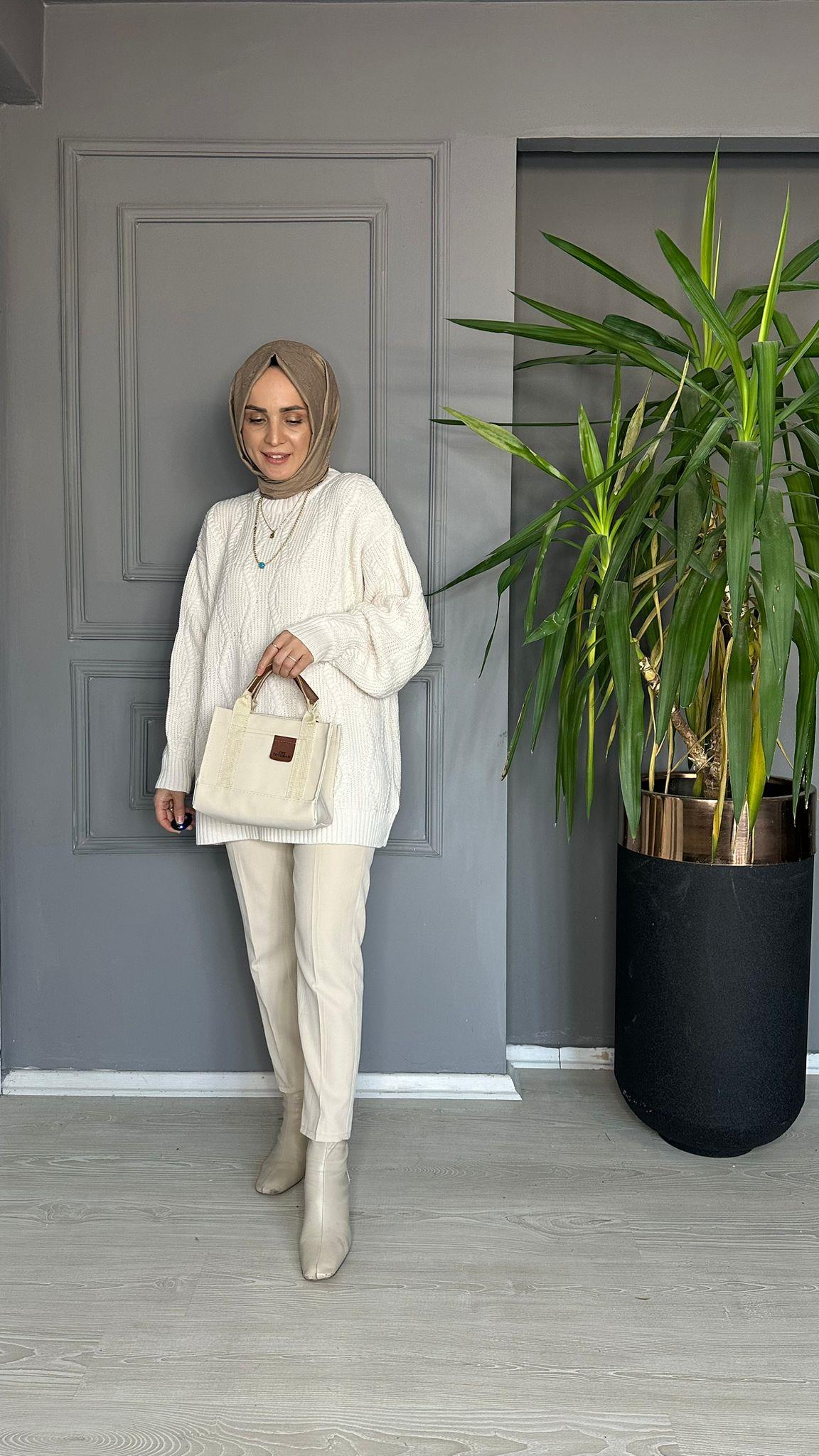 50536 ÖRGÜ DETAY KAZAK BEYAZ 