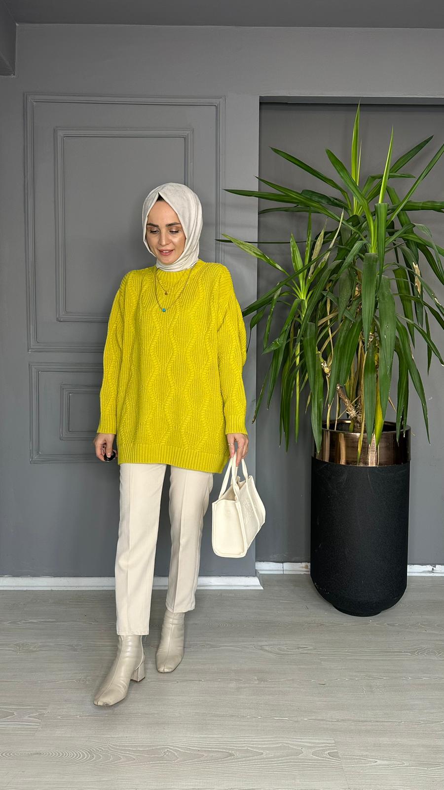 50536 ÖRGÜ DETAY KAZAK YAĞ YEŞİL